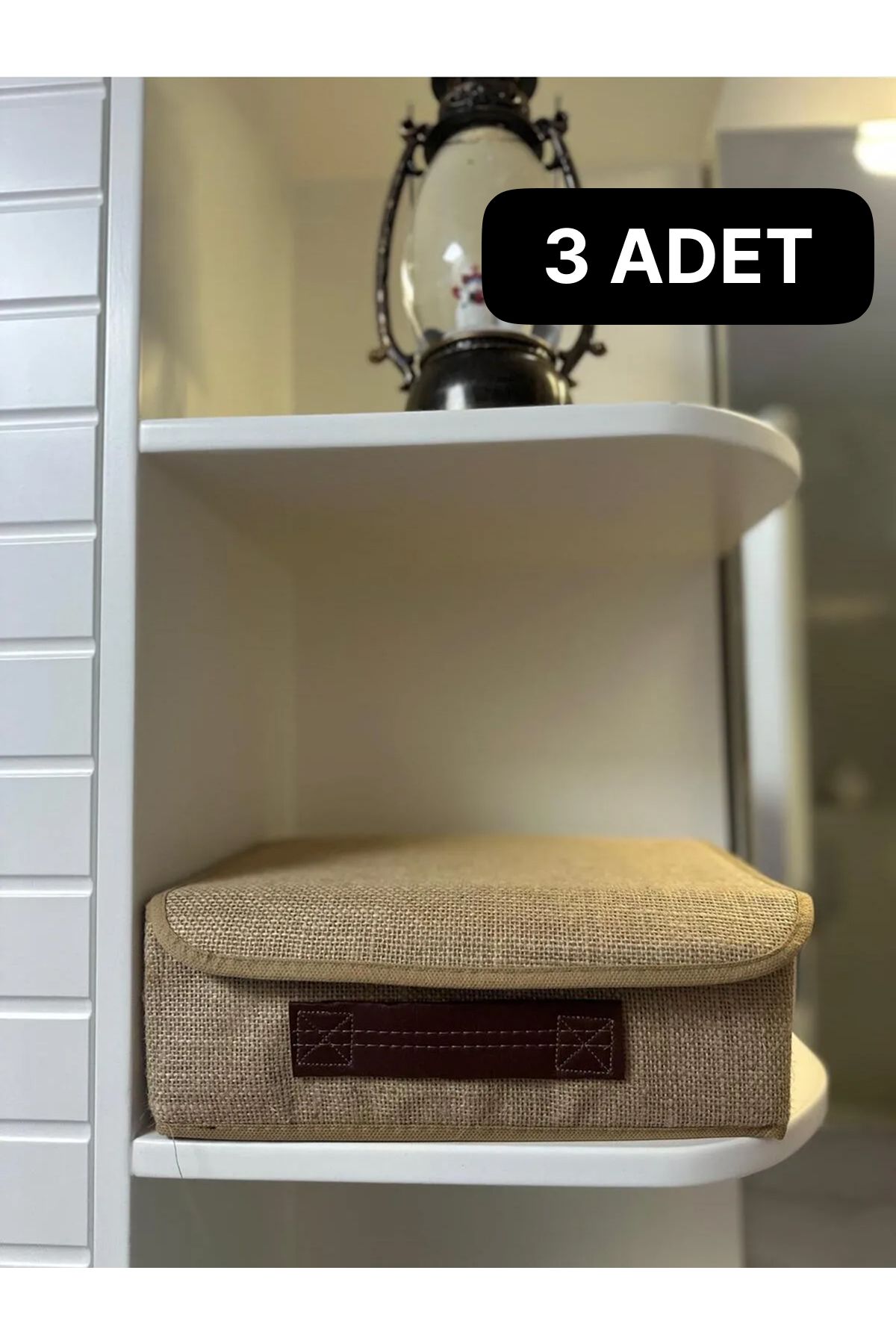 Eyfe Home 3 Adet Jüt Kapaklı Dolap Çekmece İçi Takı Makyaj Çamaşır Katlanır Saklama Kutusu 30x23x11 cm