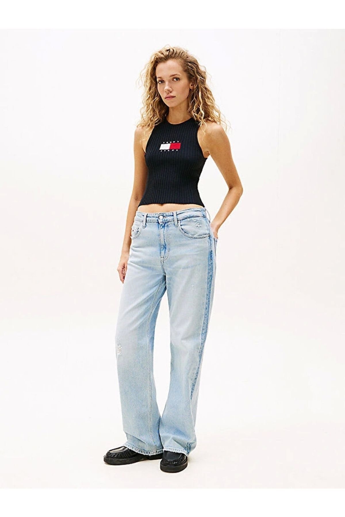 Tommy Jeans Tjw Rıb Racer Tank Kadın Siyah Kazak Dw0dw20975bds