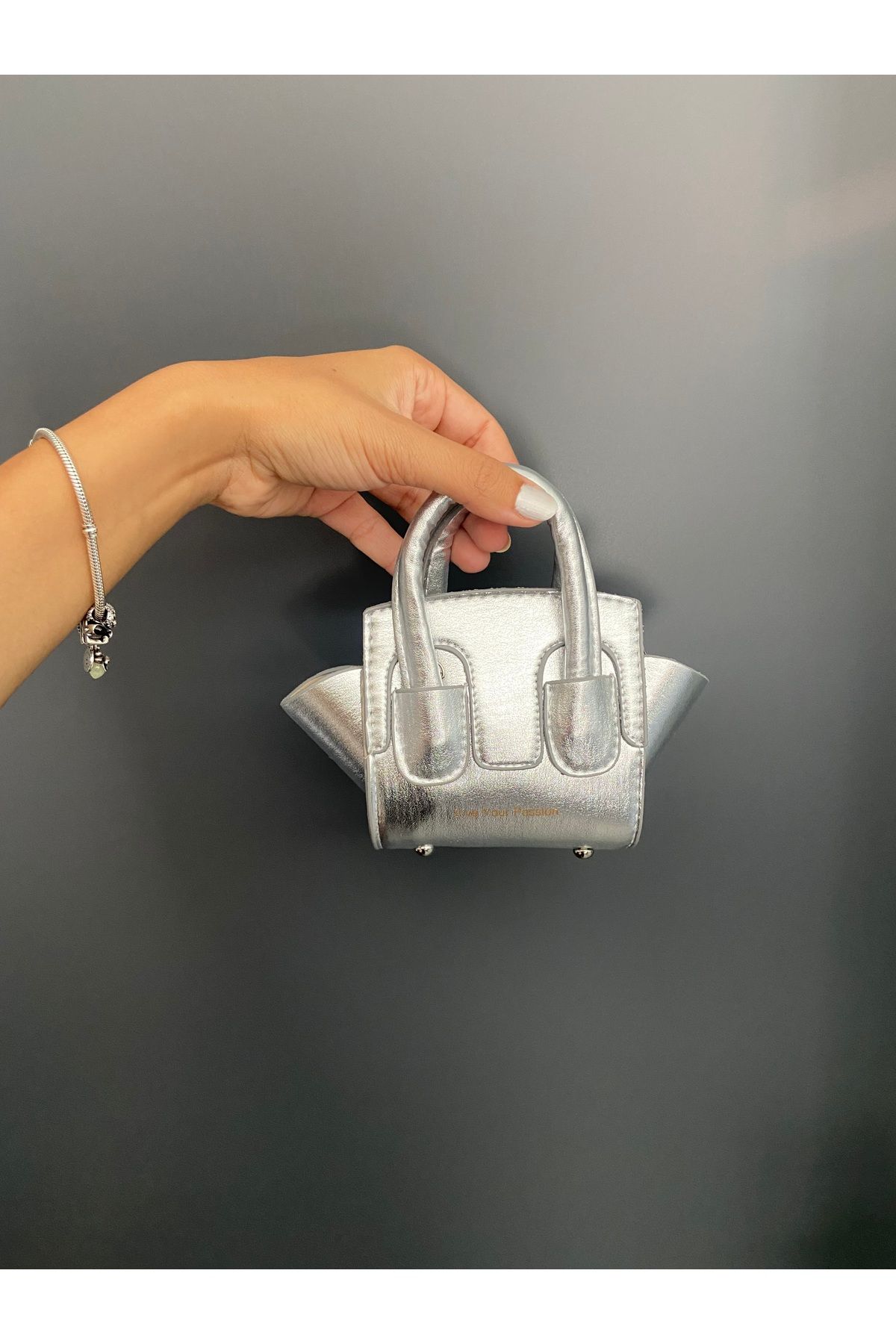Melos Butik Kadın Gümüş Zincir Askılı Mini El Ve Çapraz Çanta