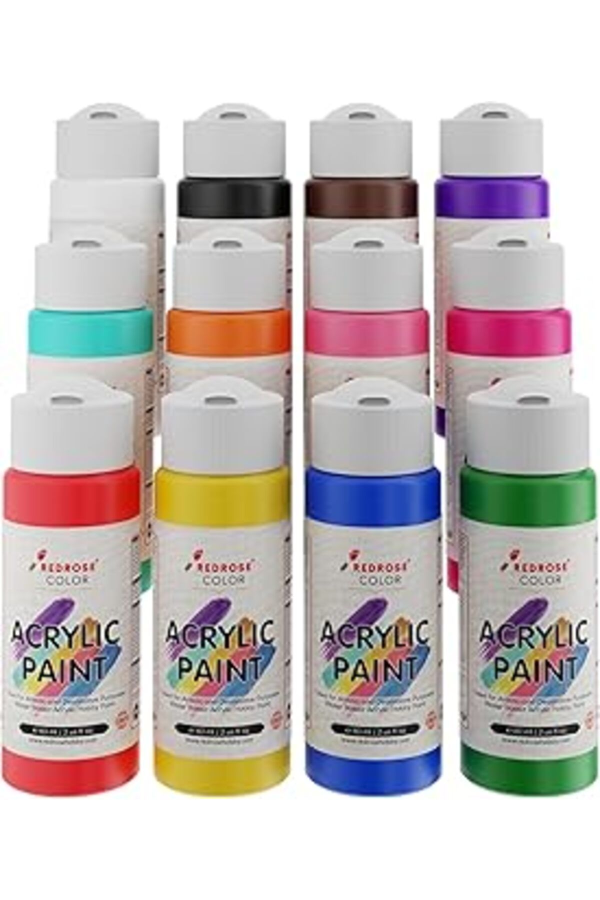 Mu Art Ahşap Red Rose Tüm Renkler Akrilik Boya 12'Li Set 12X60 Ml