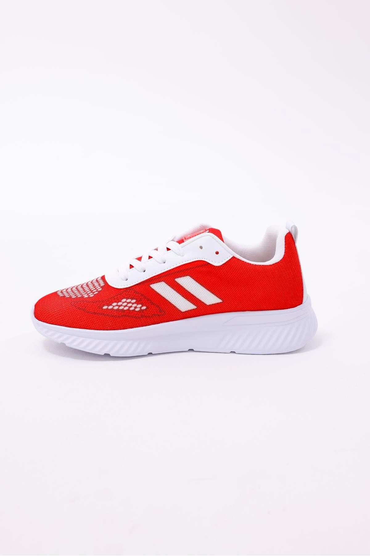 xson Dijital Baskılı Unisex Kırmızı Sneaker - Beyaz Desenli Günlük Ayakkabı