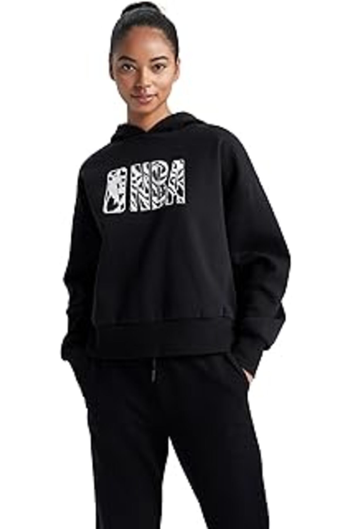 Pazarcan Defactofit Nba Wordmark Kapüşonlu Kalın Sweatshirt