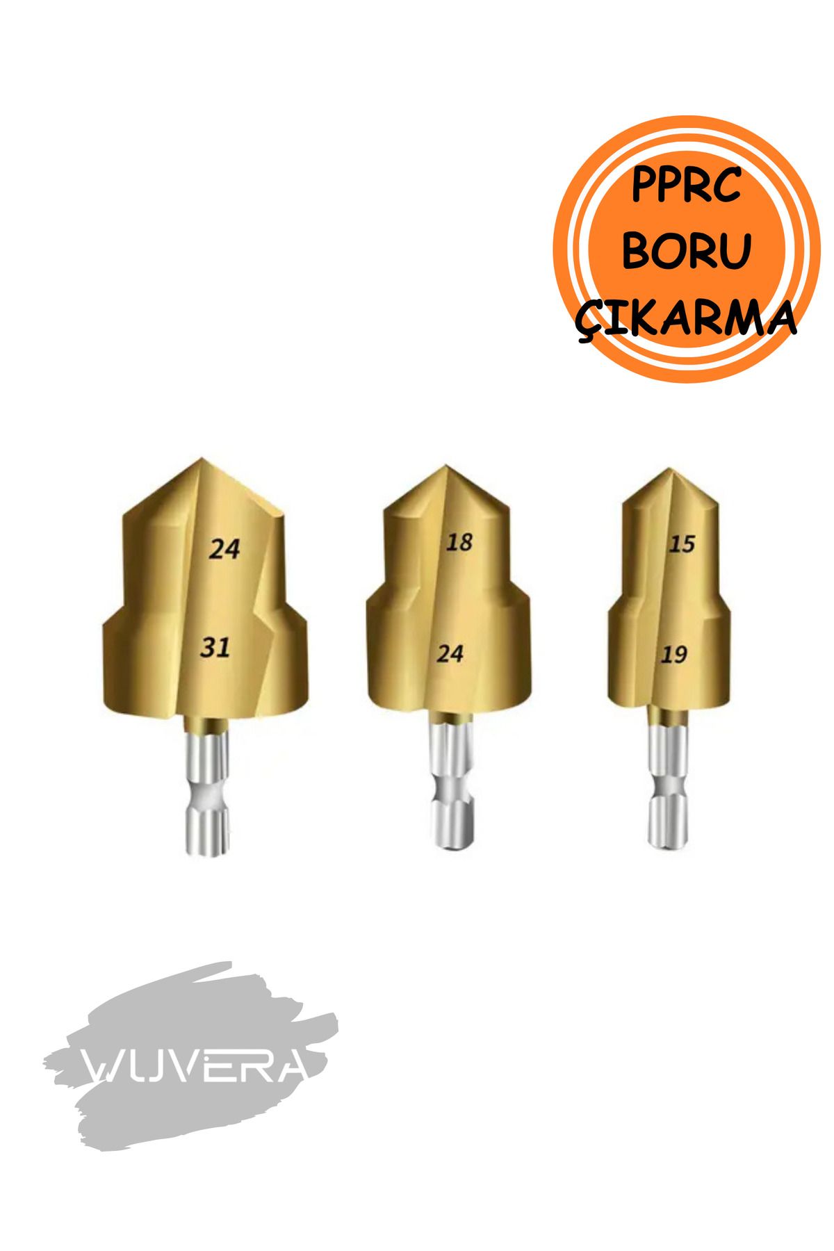 WUVERA 3’lü Havşa Matkap Ucu Seti – Boru Genişletme ve Raybalama (20‑25‑32 mm)