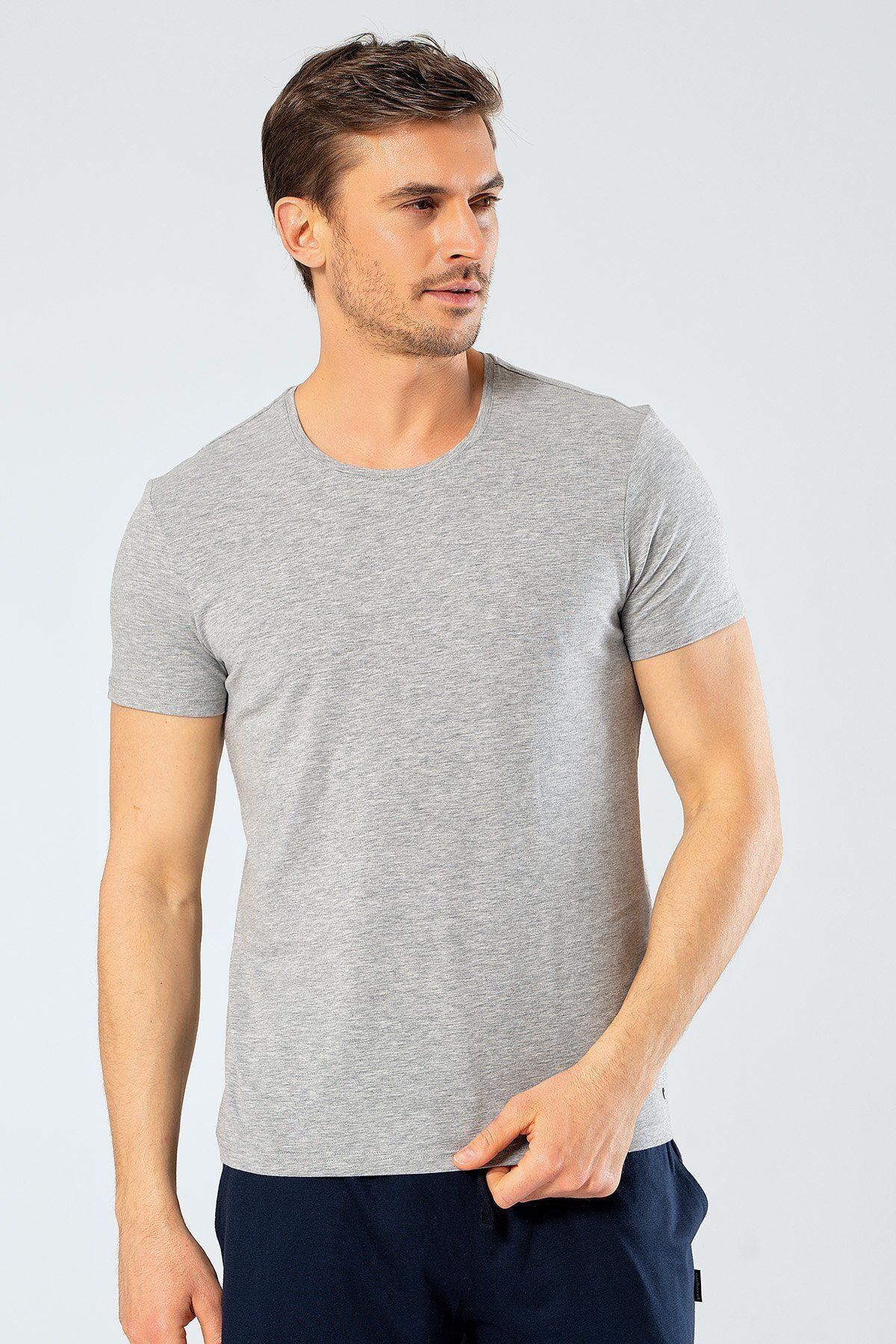 Cacharel %95 Pamuk %5 Likra Bisiklet Yaka Erkek T-shirt