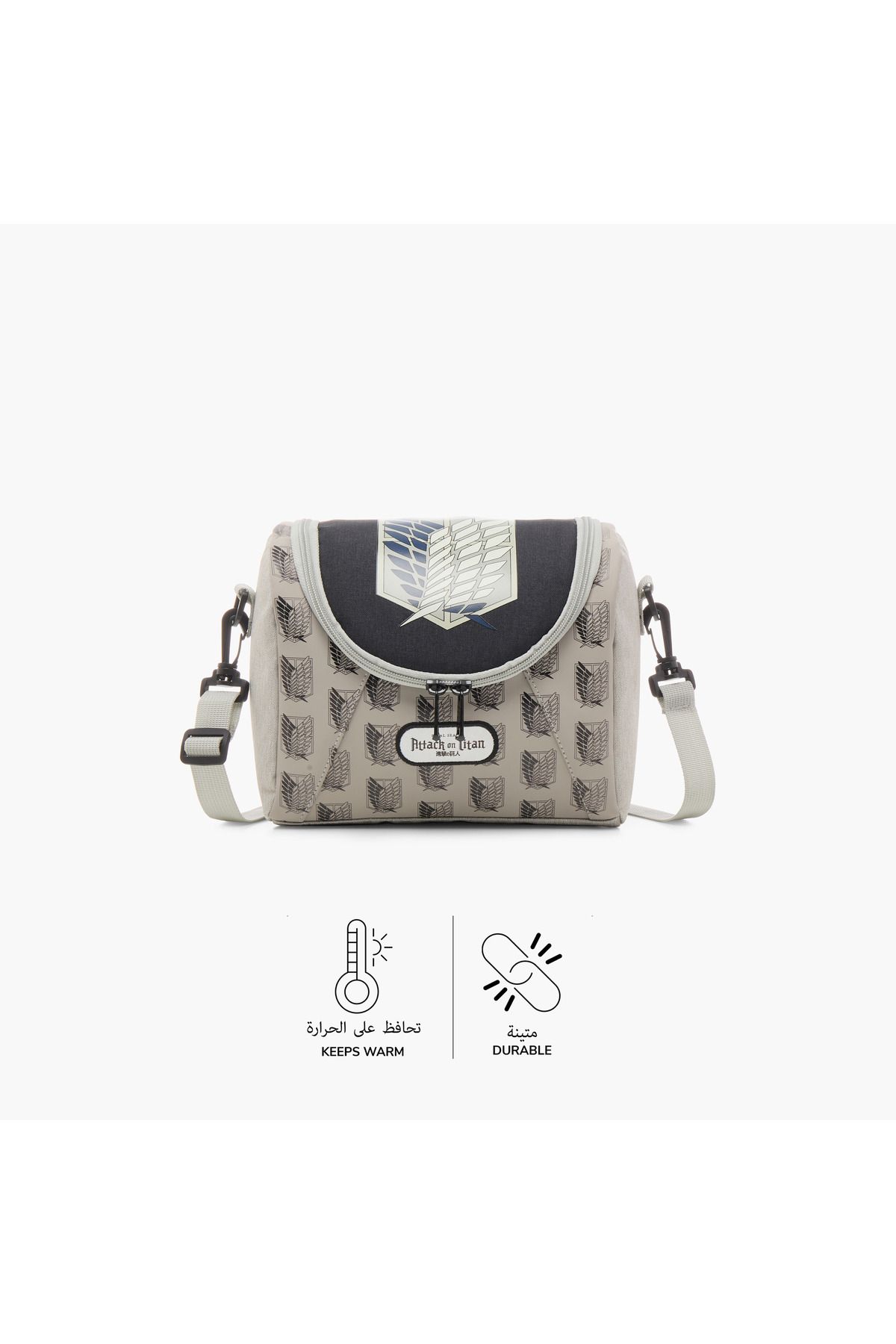 Pikaboom-Attack on Titan Print Lunch Bag with Detachable Strap and Zip Closure 4
