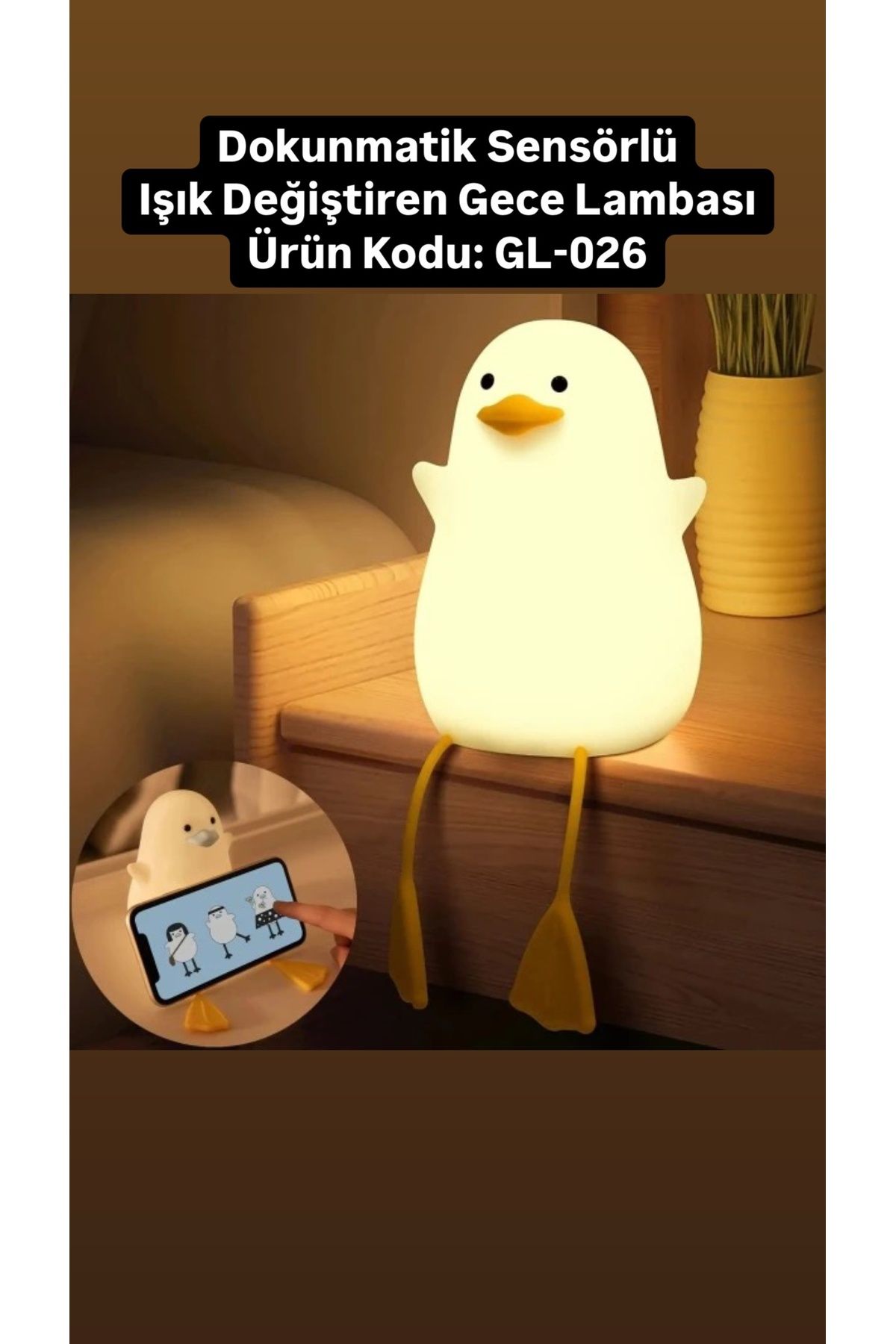 FAMEMUS ACCESSORY Dokunmatik Sensörlü Işık Değiştiren Ördek Gece Lambası - GL-026