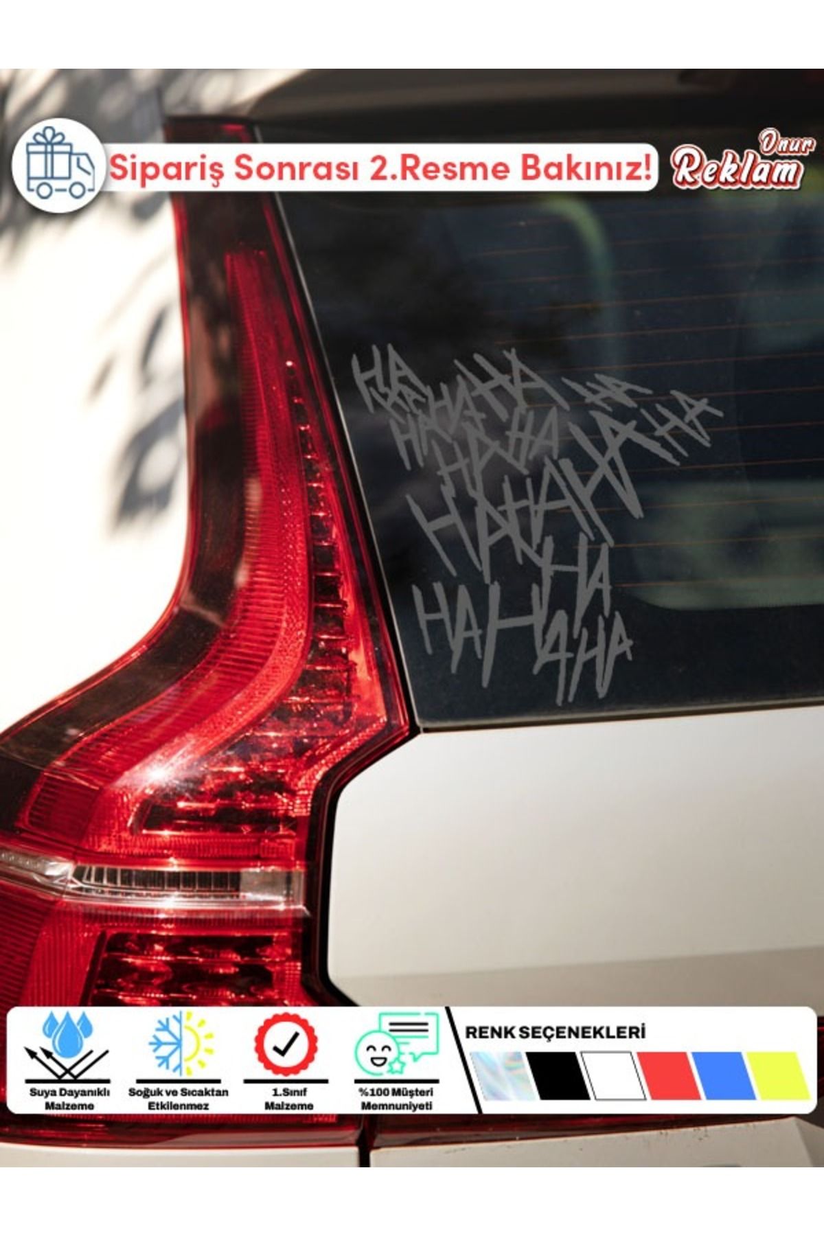 Onur Reklam Joker Kahkahası Sticker – Fosfor Sarı Komik Araba Camı Etiketi