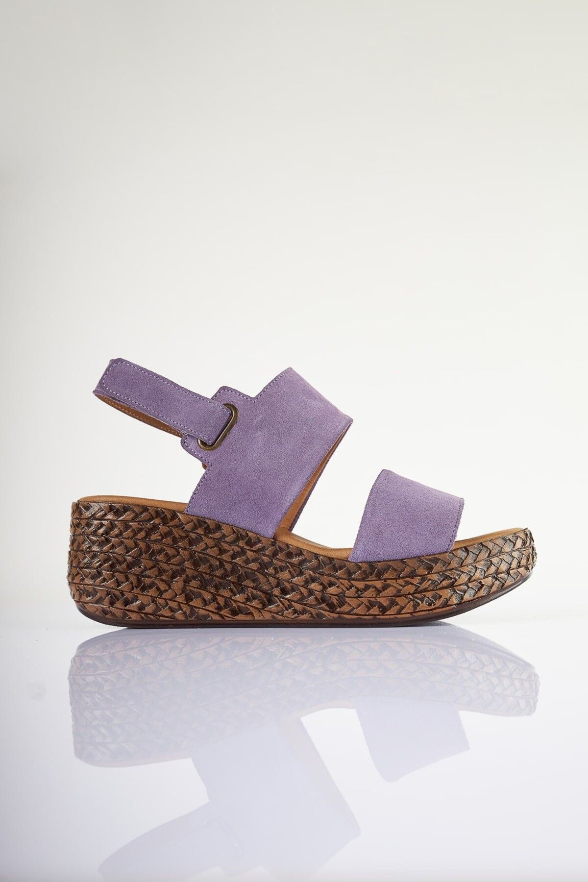 SU SHOE BOUTIQUE NO88 Mor Hakiki Süet Deri Dolgu Topuklu Sandalet