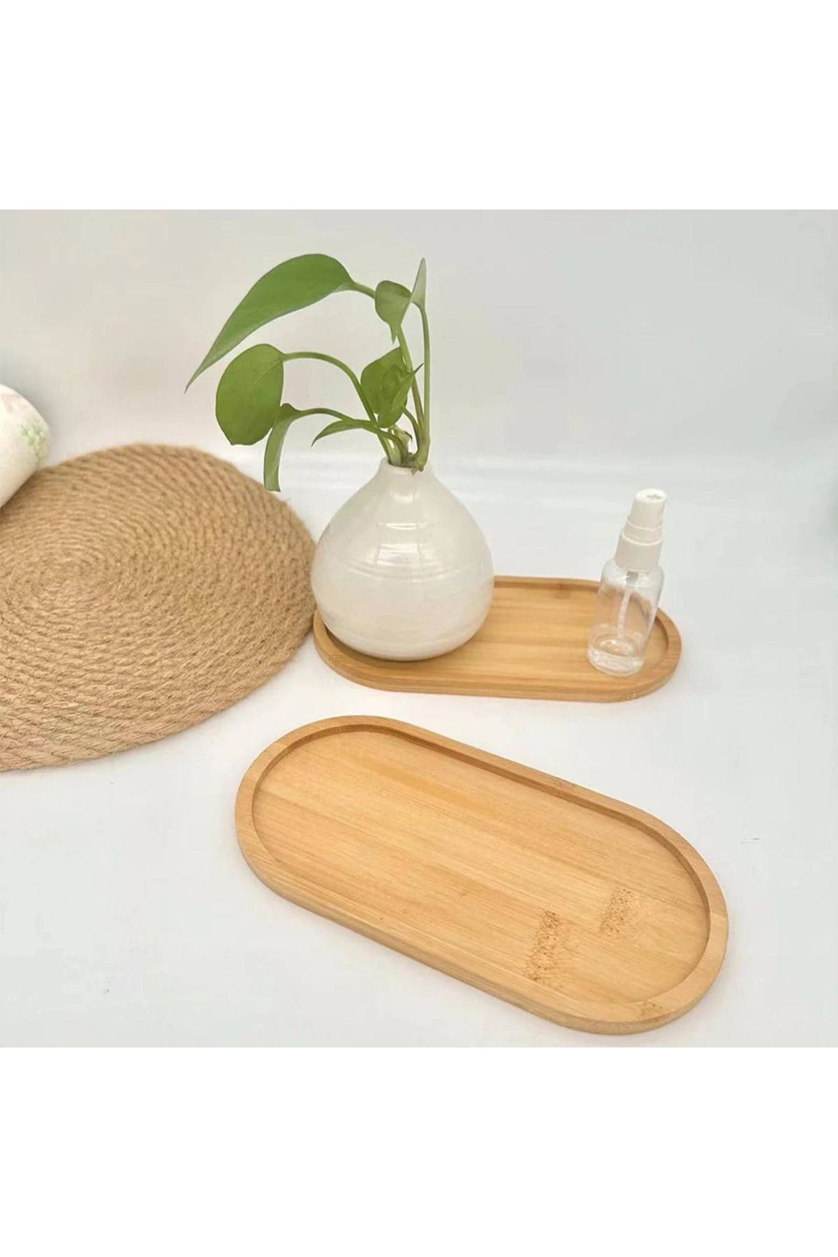 BERYA HOME Doğal Bambu Yağdanlık Sirkelik Standı Oval Sunum Tabağı Altlık Sabunluk Altı Çerezlik Servis Tabağı