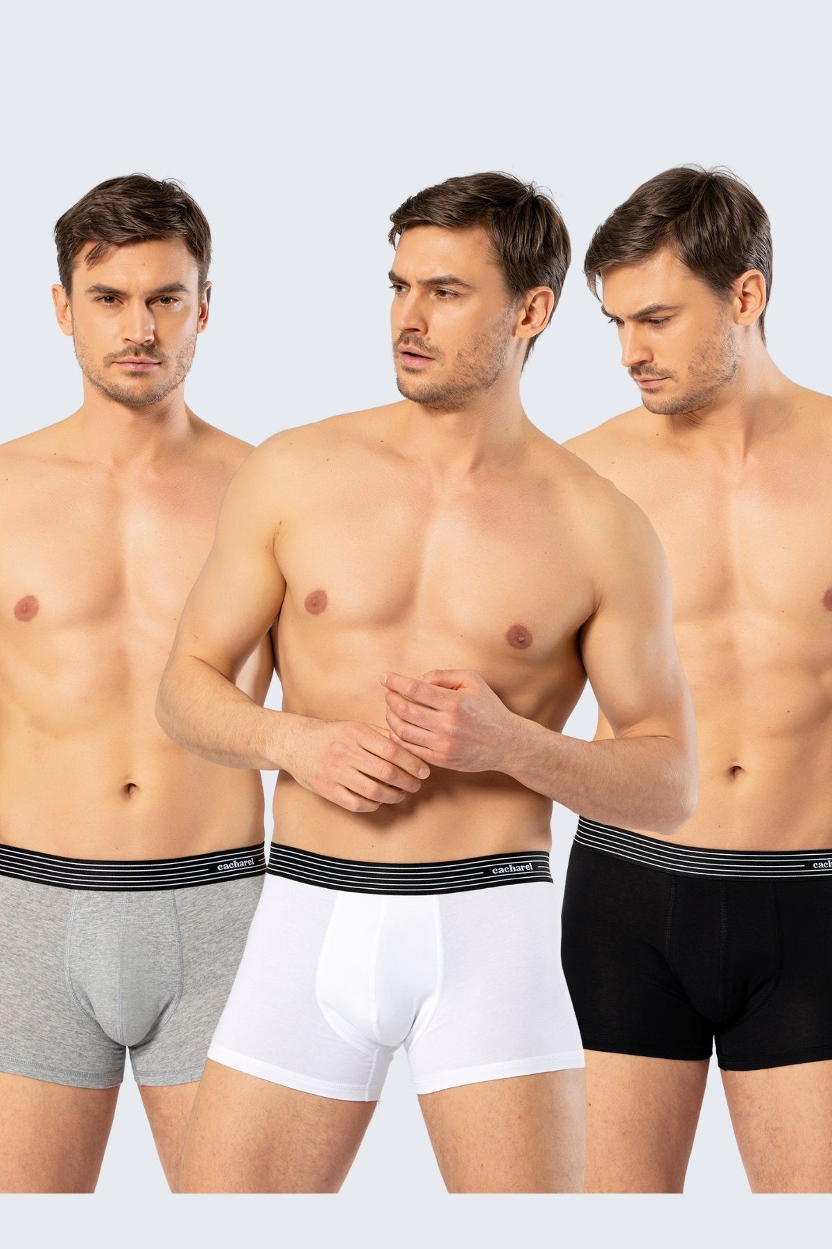 Cacharel 3 Adet Pamuklu Likralı Erkek Boxer, %95 Pamuk %5 Likralı