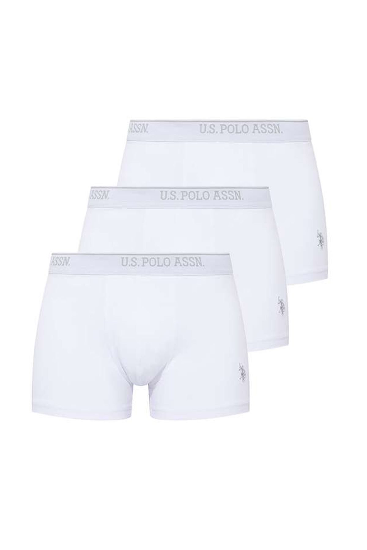 U.S. Polo Assn. 3'lü Paket Kemeri Marka Baskılı Arma Nakışlı Pamuklu Likralı Erkek Boxer