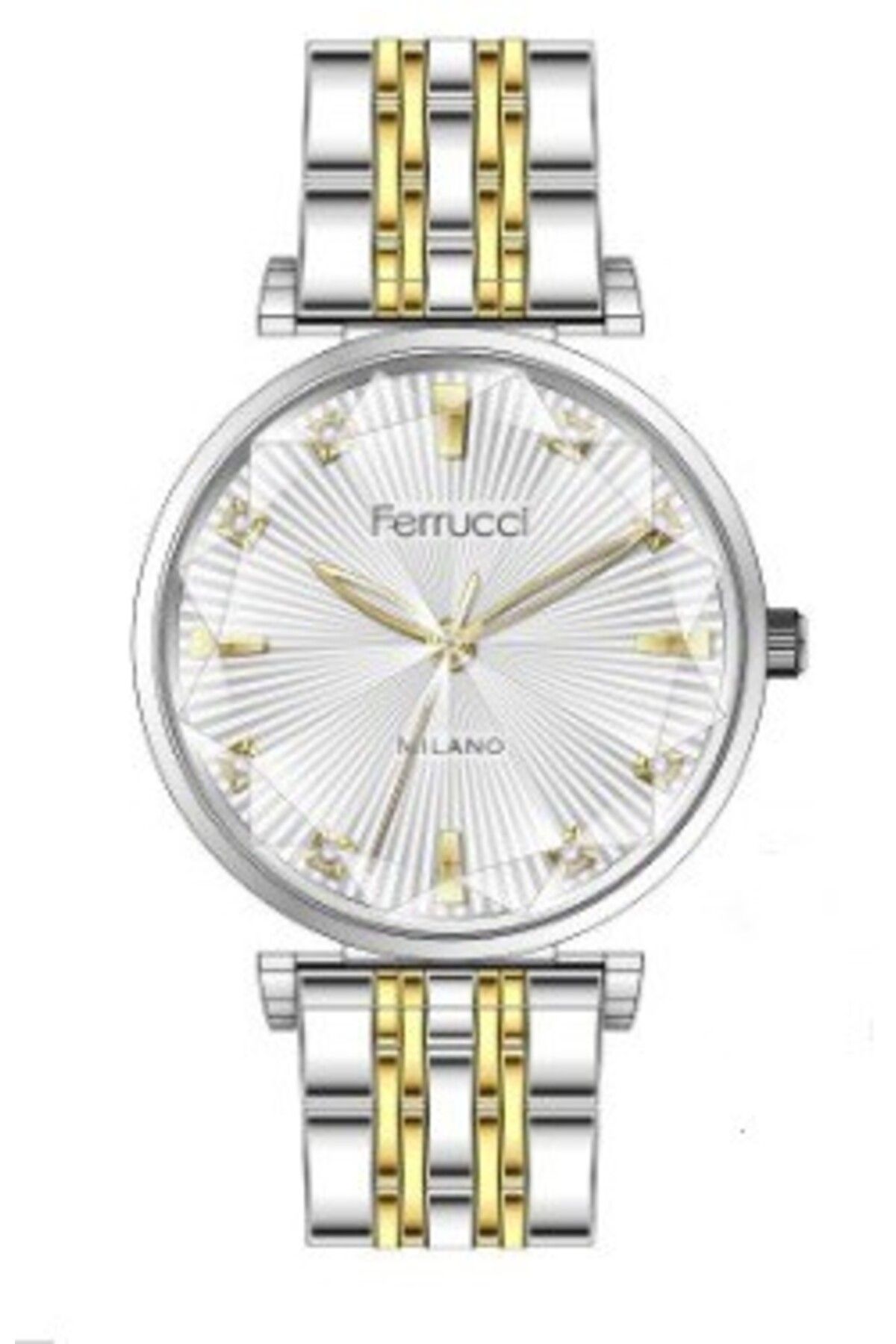 Ferrucci Gold Gümüş Renk Hediye Paketli Kadın Kol Saati ve Bileklik
