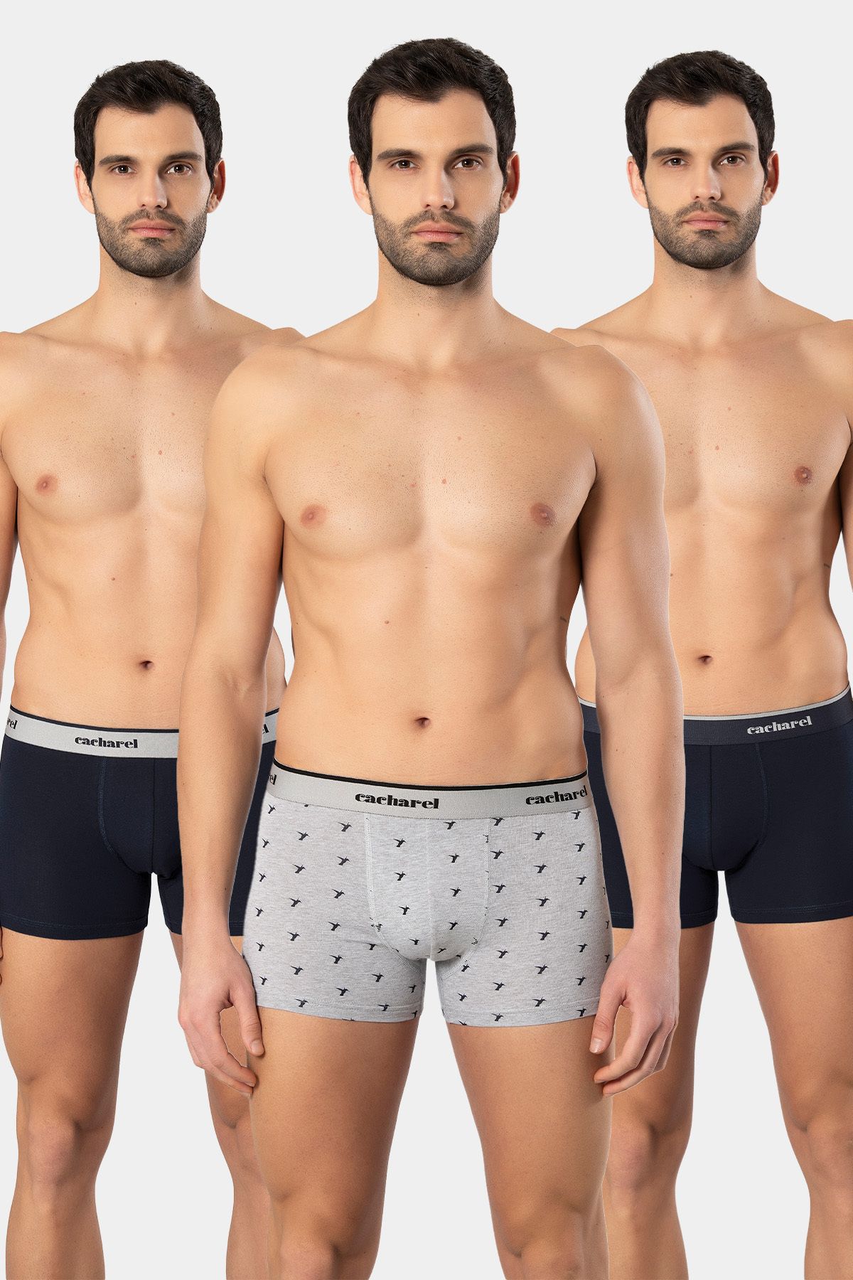 Cacharel-1339 Men's Patterned Lycra Boxer 3 Pack 1