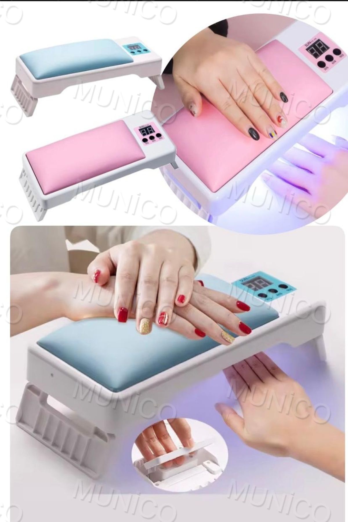 Munico Protez Tırnak Uzmanları İçin Katlanabilir Tırnak Yastık UV LED Tırnak Lambası Jel Lehçe Tırnak