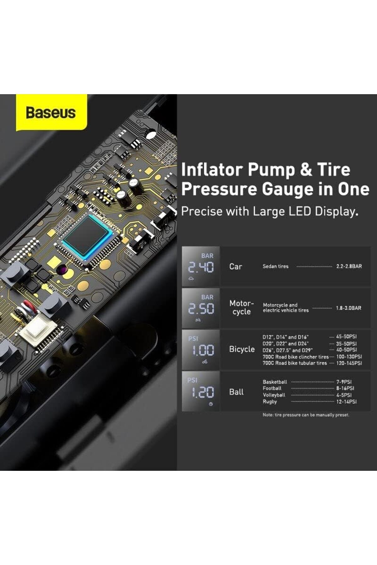Baseus-Super Mini Inflator Pump Portable Air Compressor 8