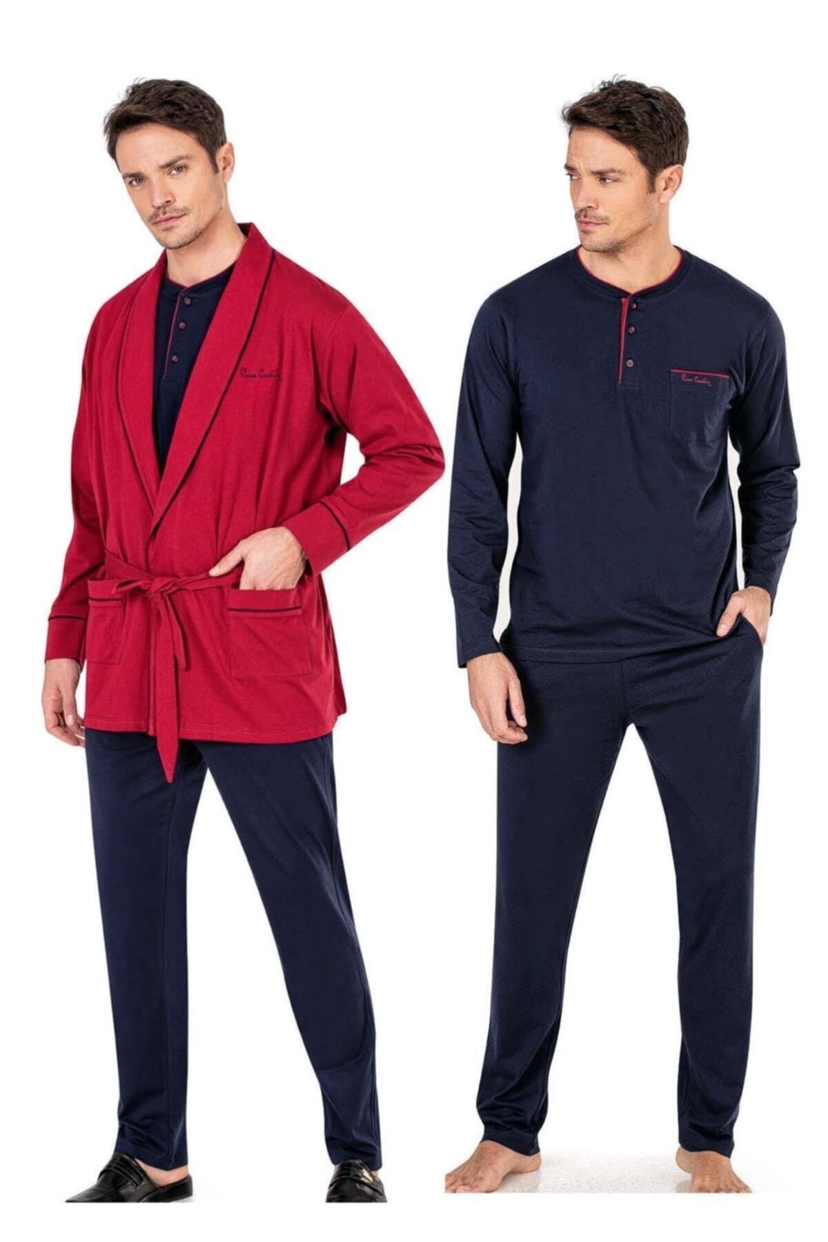 Pierre Cardin %100 Pamuk Penye Pijama Takım ve Ropdöşambır Çeyizlik Damat Seti