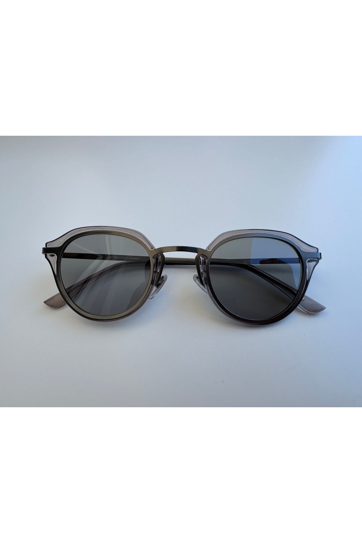 shop Unisex Şeffaf Füme Asetat & Metal Karışım Güneş Gözlüğü - Füme Cam