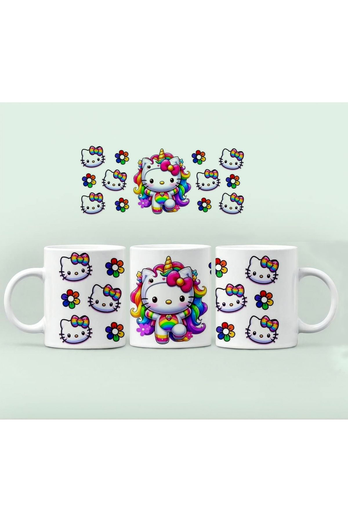 GünayStore Hello Kitty Kırmızı Desenli Kupası Bardak Kahve Çay Fincanı