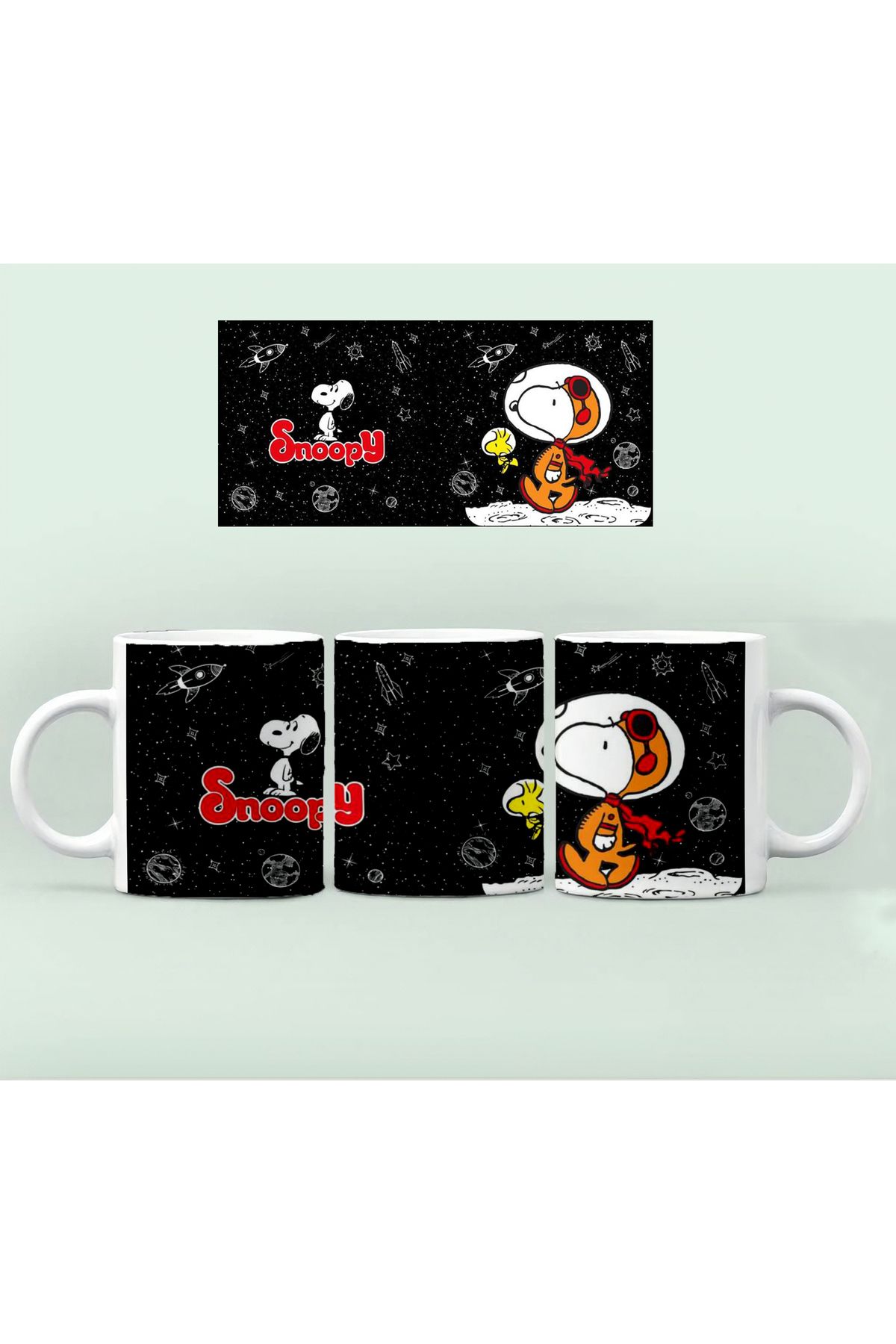 GünayStore Snopy Desenli Baskılı Kupası Bardak Kahve Çay Fincanı