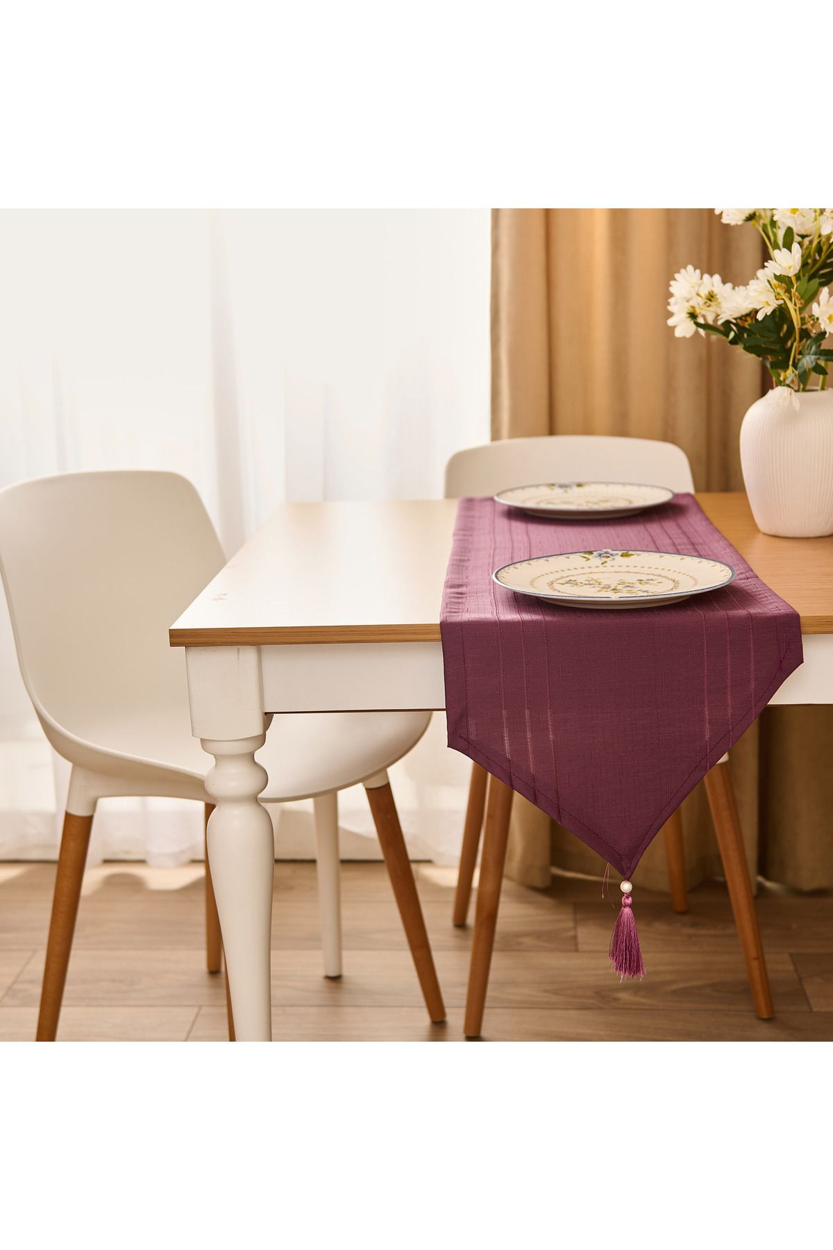Elioure Mürdüm Soft Jakarlı Dokuma Koşu Yolu 35x140 cm