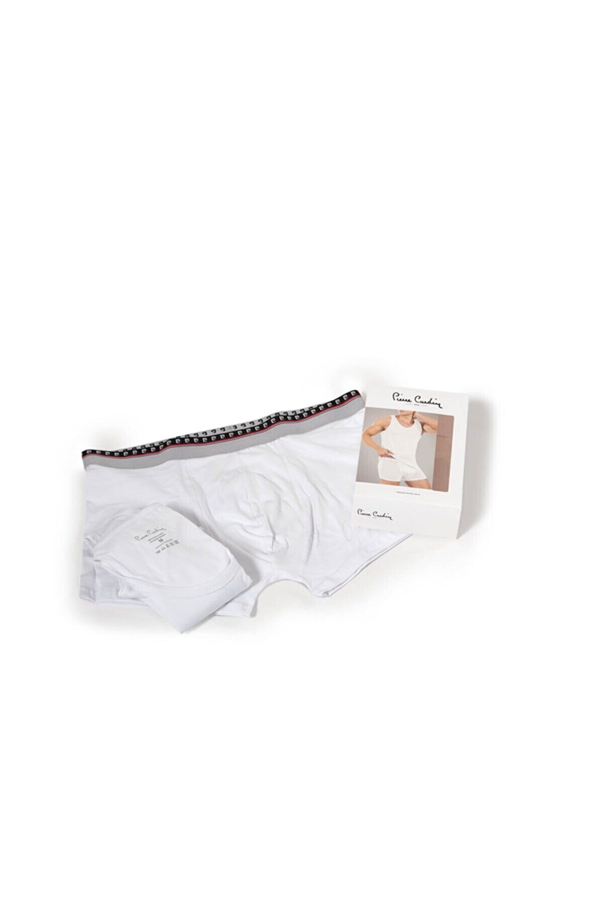 Pierre Cardin %95 Pamuk %5 Likralı Beyaz Atlet Boxer Takım