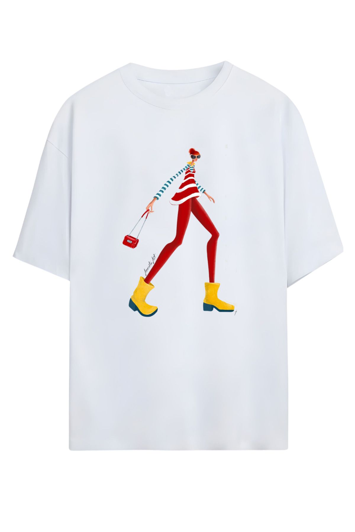 MAGORS GraffTee Unisex %100 Organik Pamuk Bisiklet Yaka Illustrasyon Baskılı Özel Tasarım T-shirt