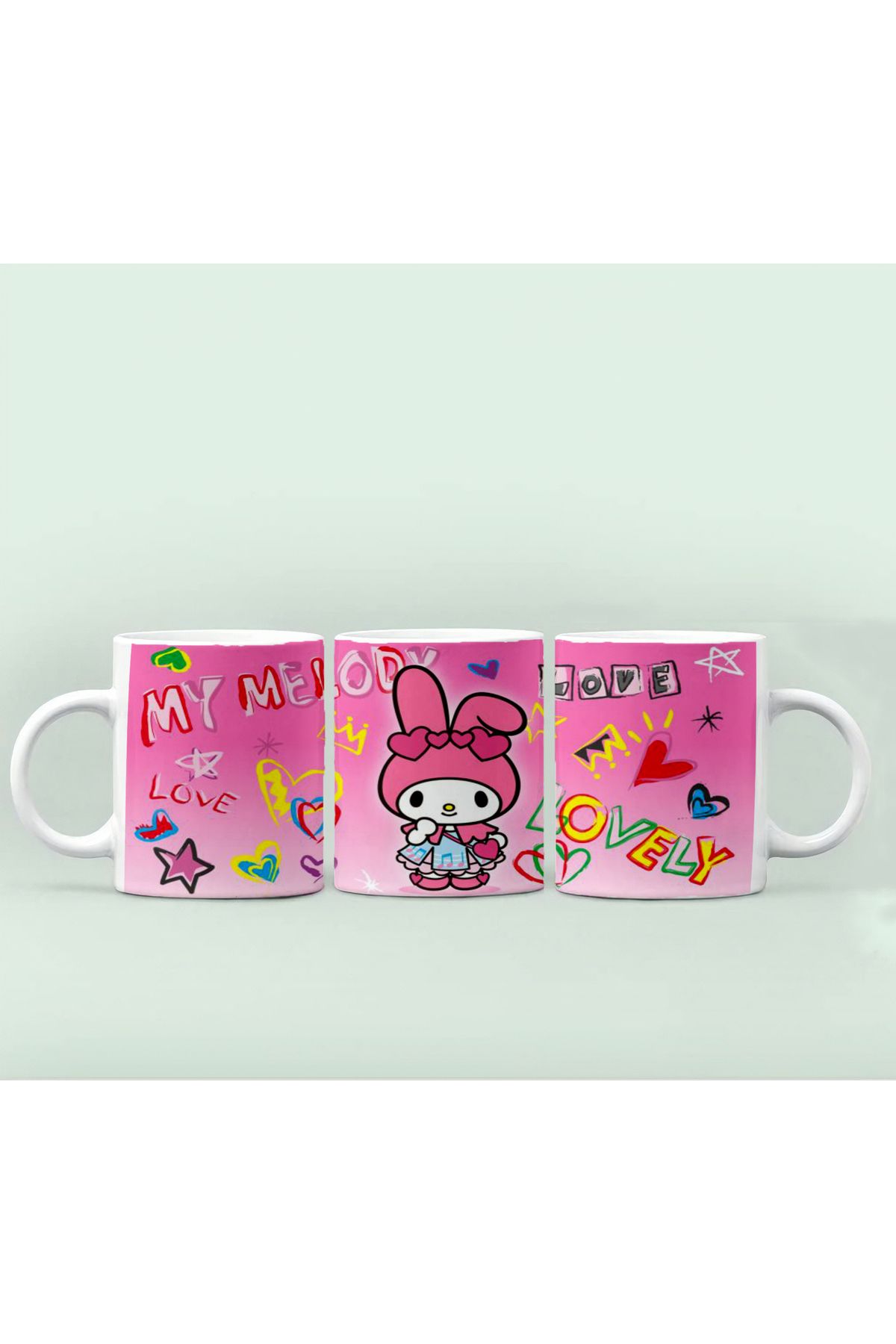 GünayStore Hello Kitty Kırmızı Desenli Kupası Bardak Kahve Çay Fincanı