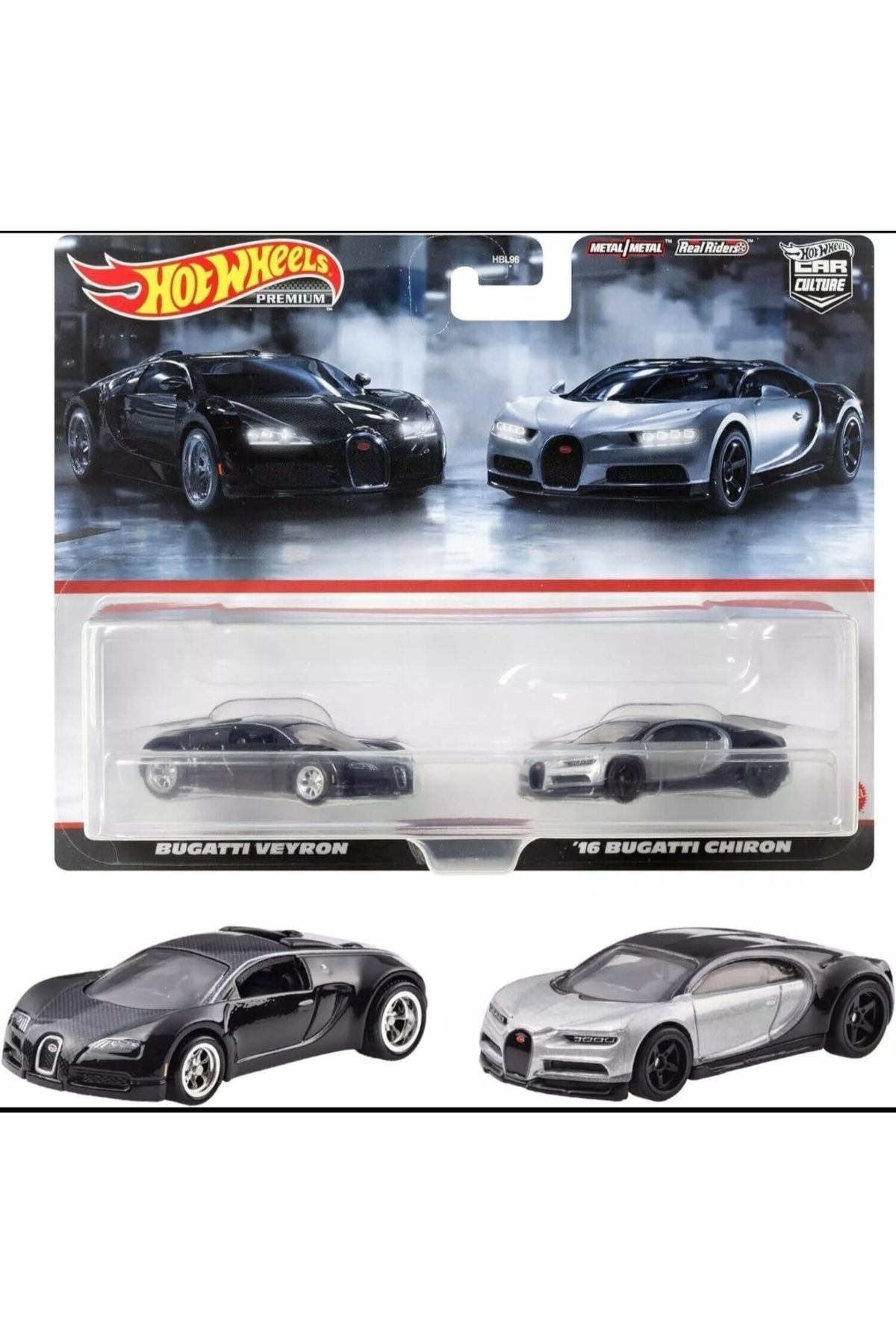 HOT WHEELS Premium Car Culture 1/64 Bugatti Veyron & Chiron İkili Paket Oyuncak Araba Koleksiyon Modeli