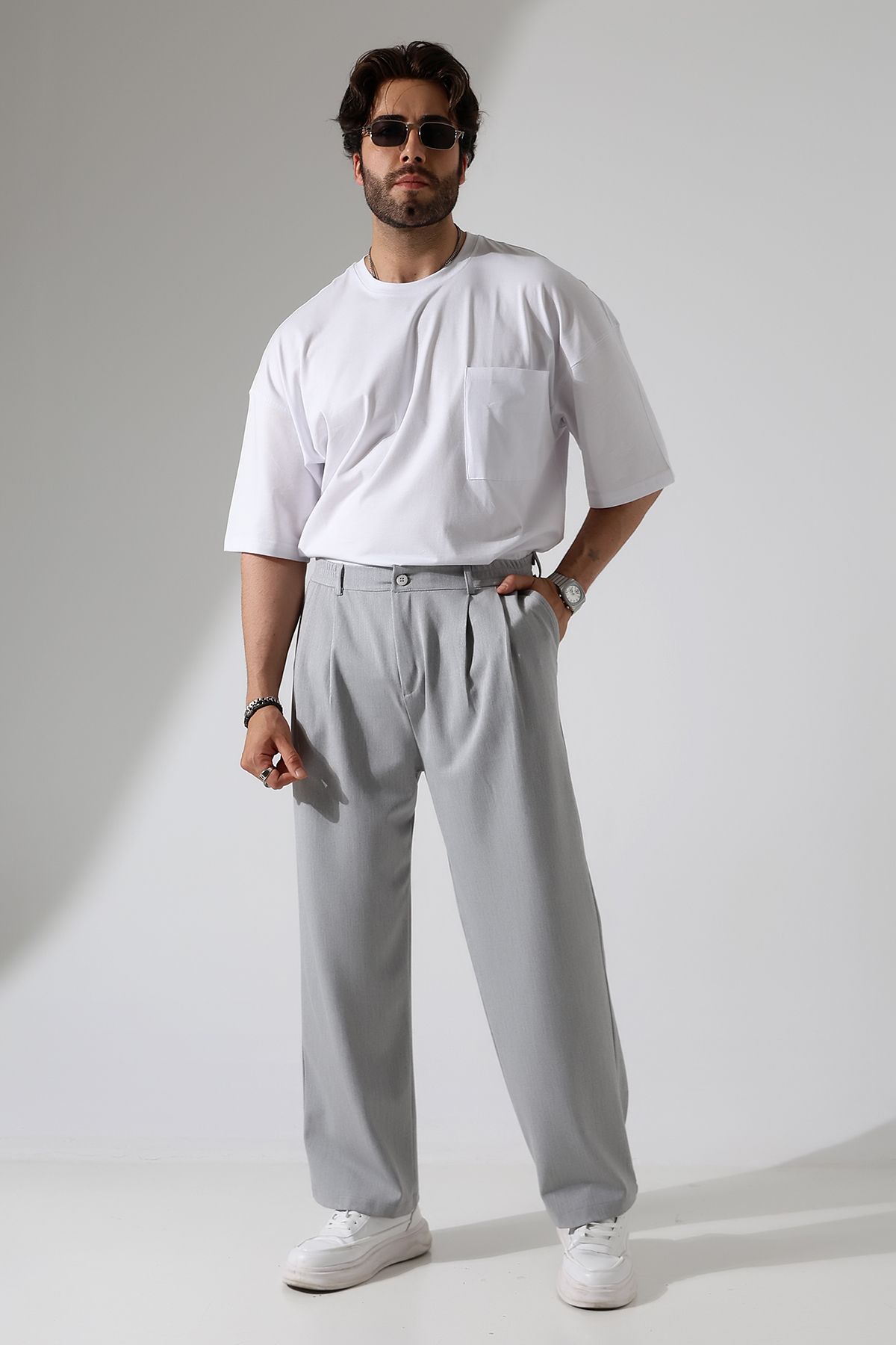 GÖMLEKÇİNİZ Kumaş Oversize Bol Paça Pantolon