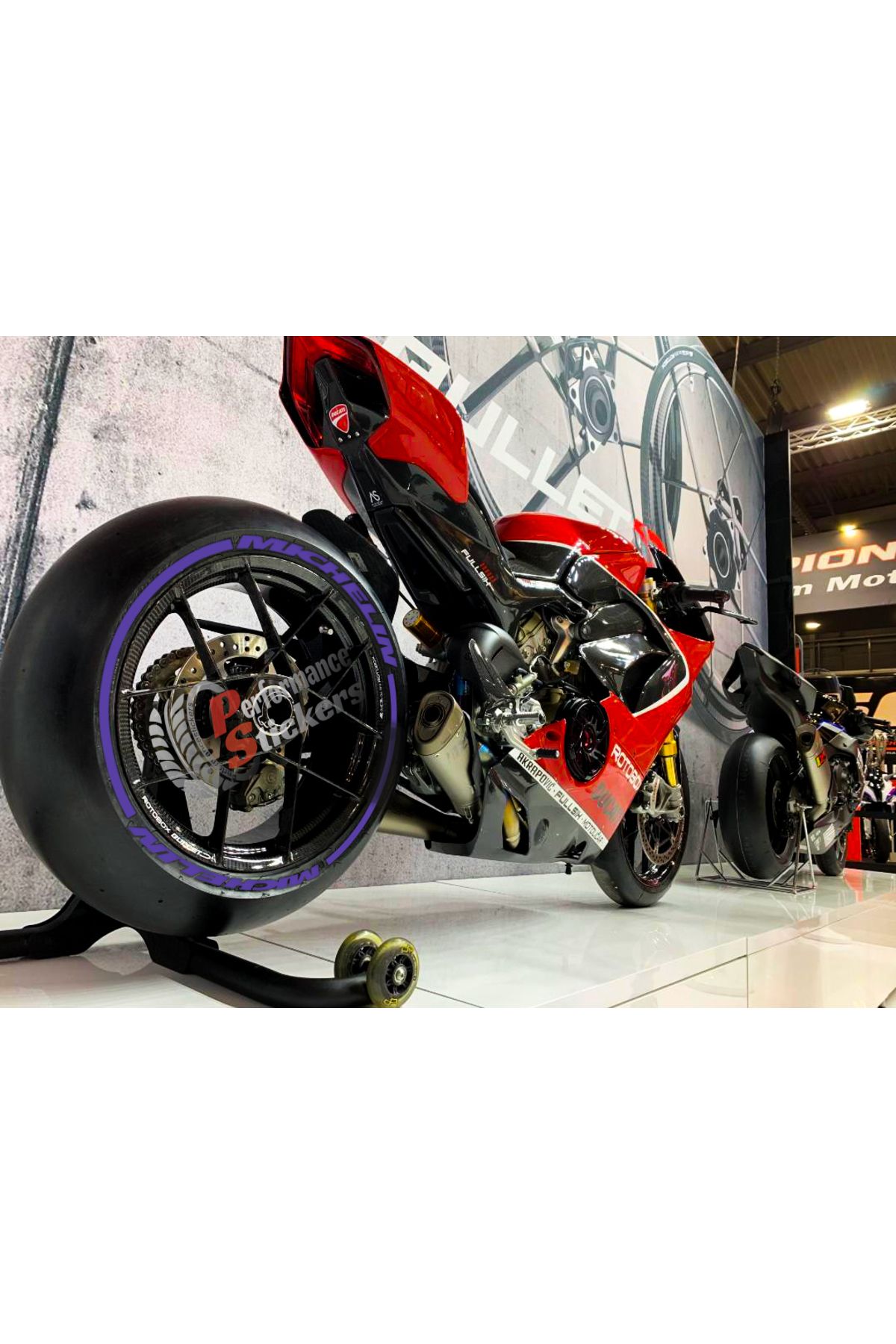 Performance Stickers Motorsiklet Lastik Yazısı Michlen + Şerit Lastik Stiker 8adet Lastik Sticker 15-19 İnç Arası Uyumlu