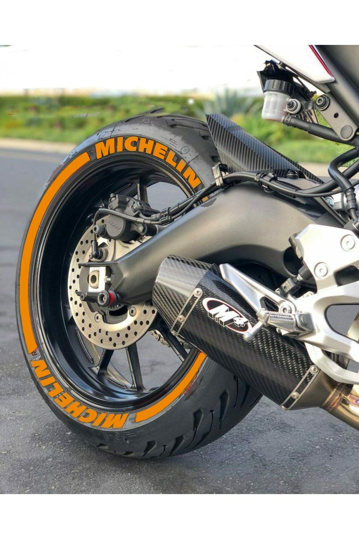 Performance Stickers Motorsiklet Lastik Yazısı Michlen + Kuyruk Lastik Stiker Lastik Sticker 15-19 İnç Arası Uyumlu 8adet