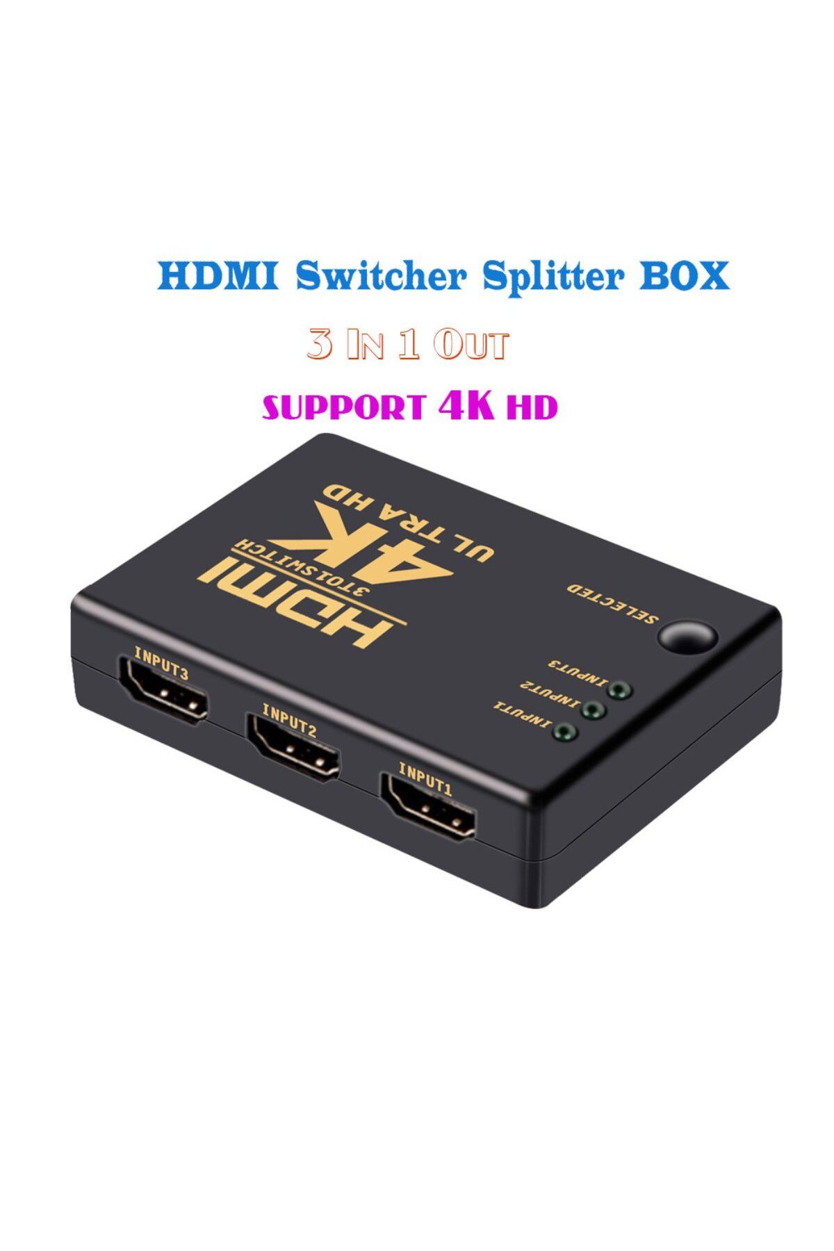 OEM-4K HDMI hub with 3 inputs and 1 output, supports 1080p, remote control included 2