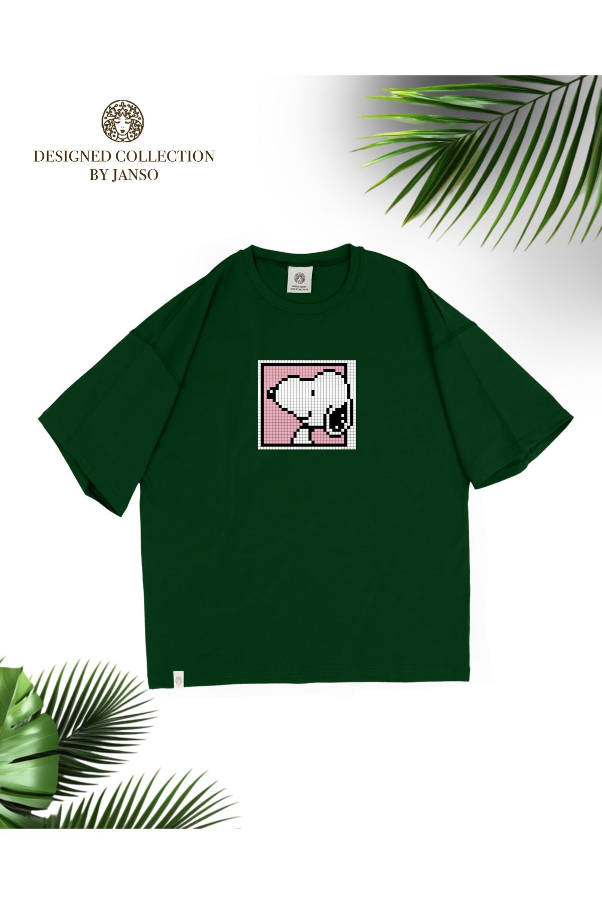JANSO GROUP KADIN PAMUKLU BASKILI Anime DOG KISA KOLLU TSHIRT OVERSİZE BÜYÜK BEDEN