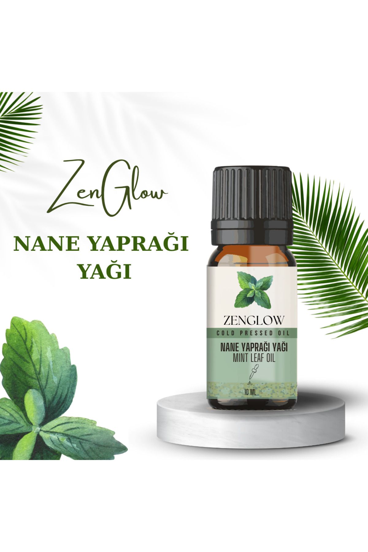 ZenGlow Nane Yaprağı Esansiyel Uçucu Yağı 10 ml- %100 Saf ve Doğal ''DOĞAL KENE KOVUCU VE FERAHLATICI ETKİ''