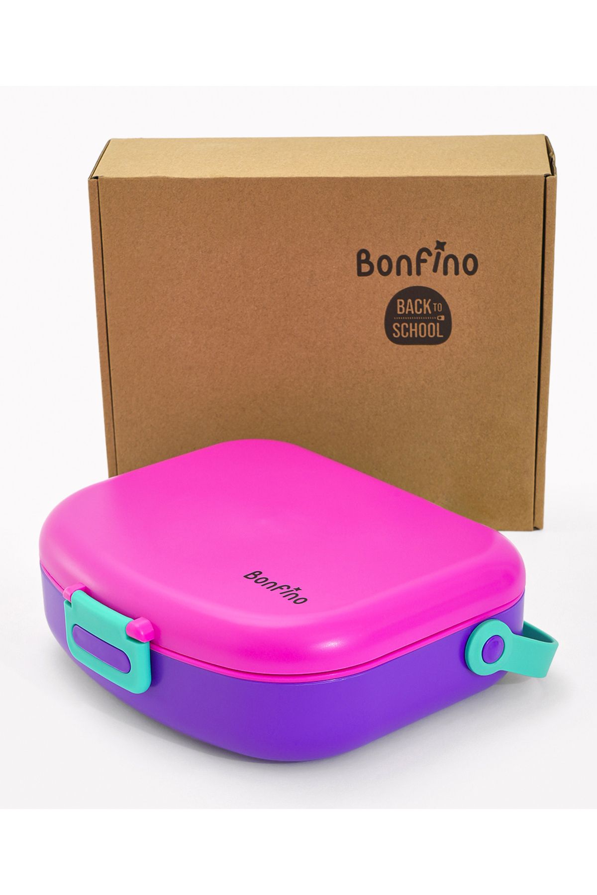 Bonfino-Bonfino Lunch Box, Leak-Resistant, Multi-Material Build, Durable, 1300 mL- Pink and Purple 7