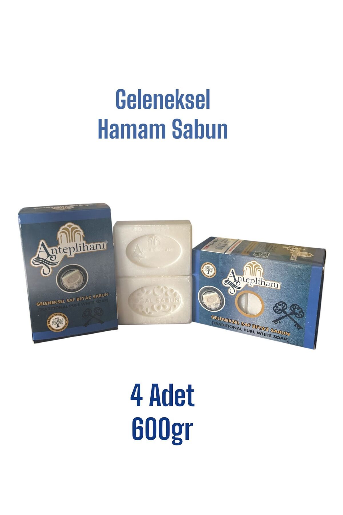 ANTEPLİHANI Geleneksel Saf Beyaz Hamam Sabunu (4 Adet 600 gr)
