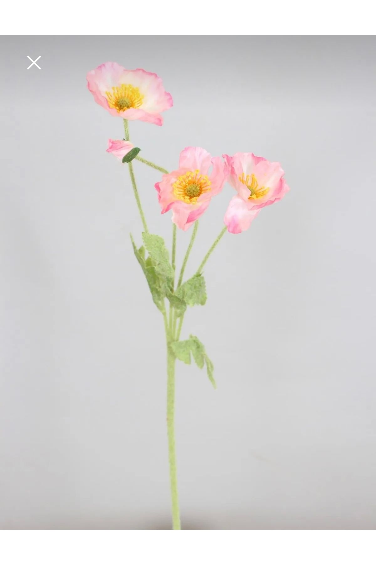 bliss store Yapay Çiçek 4lü Gelincik Dalı 60 cm Pembe