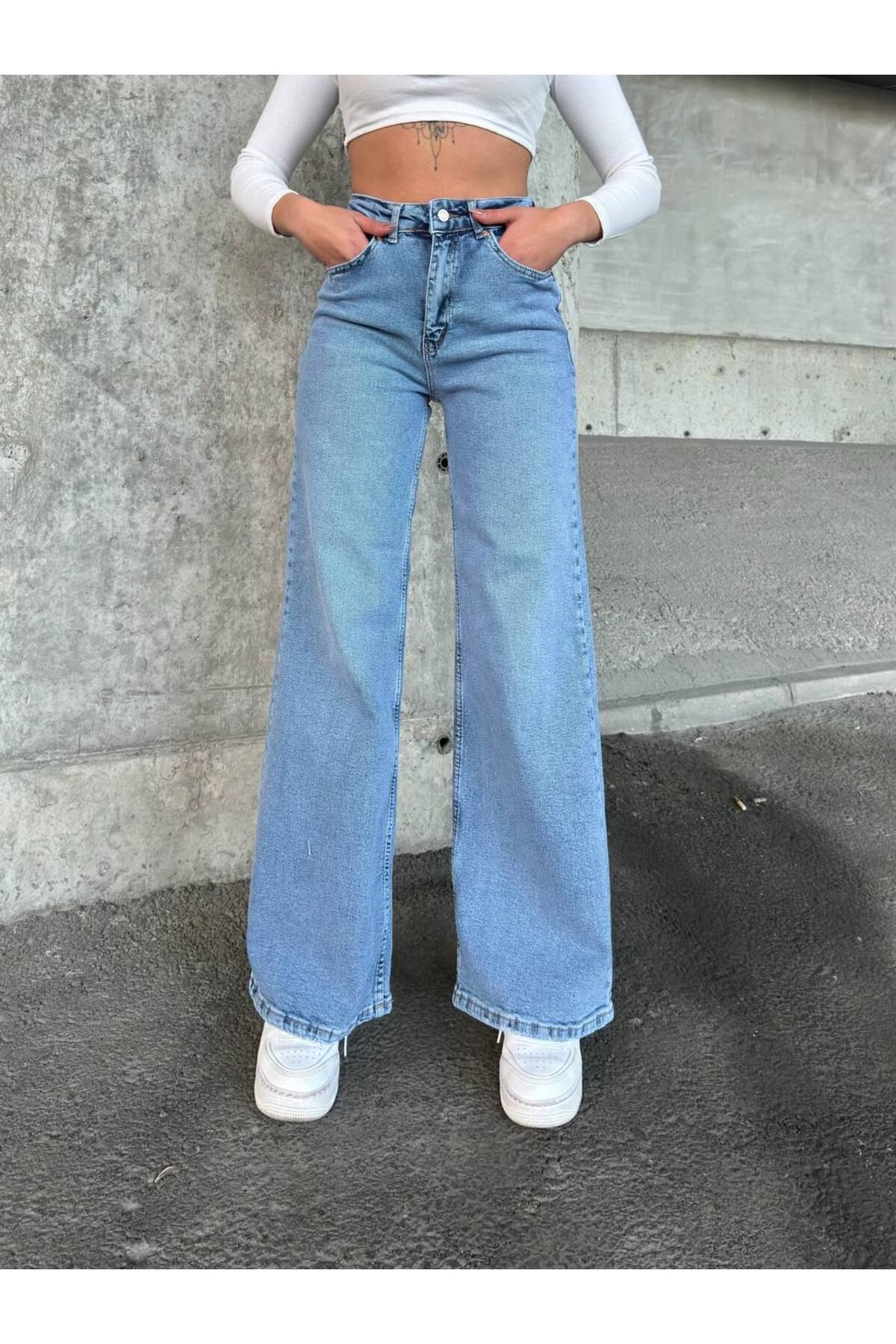 Miele Woman Kadın Yüksek Bel Wide Leg Extra Bol Full Likra Esnek Jeans