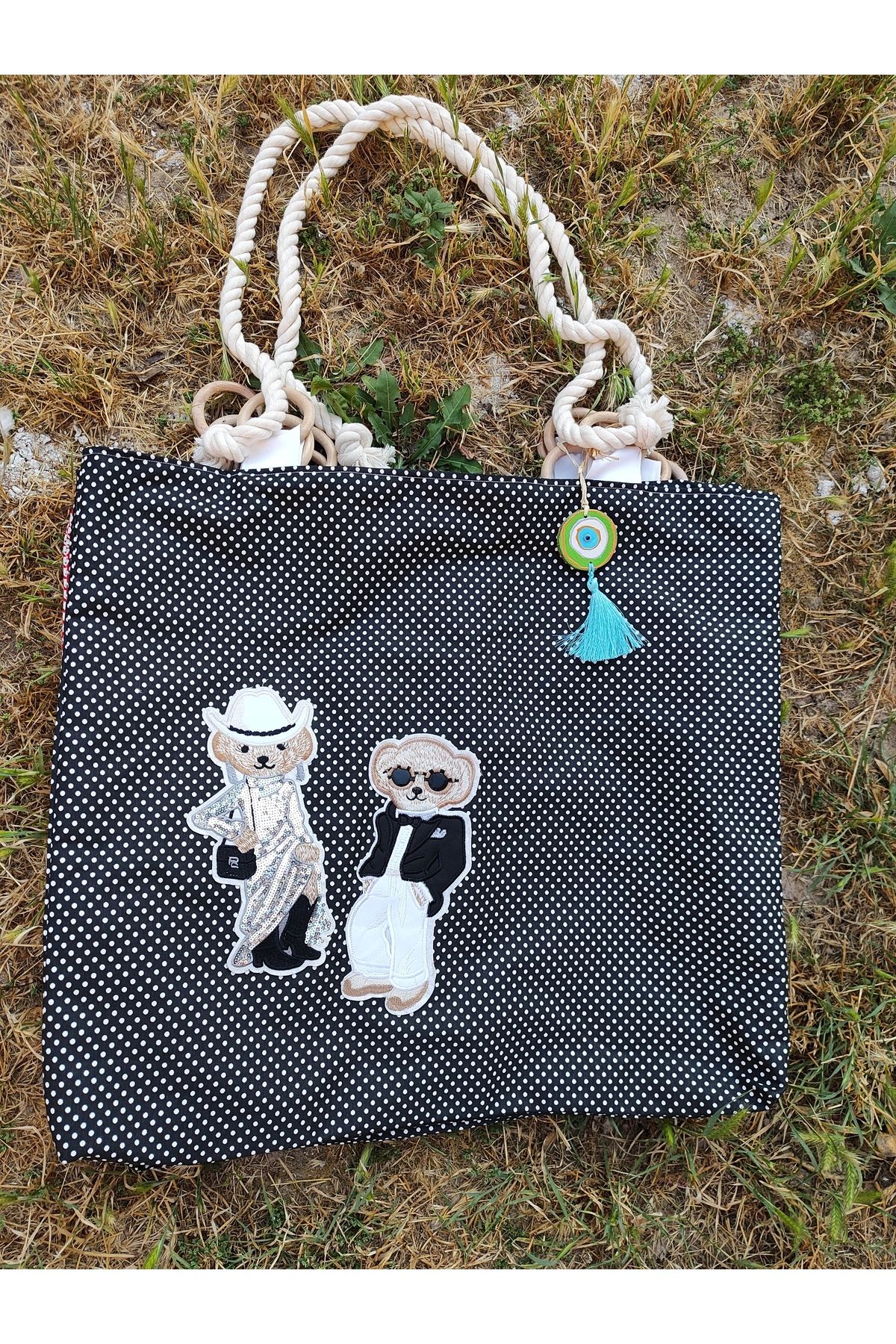 SAHRA BEACHWEAR Kadın Plaj Çantası , Hasır Çanta , Handmade Tasarım Çanta , Yazlık Çanta , El Yapımı Çanta