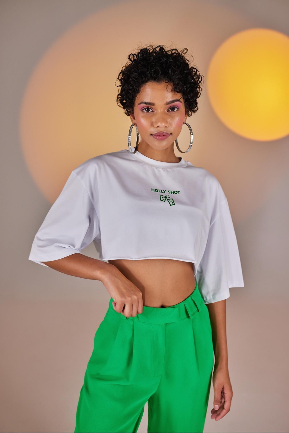 Markano Crop Tshirt Beyaz