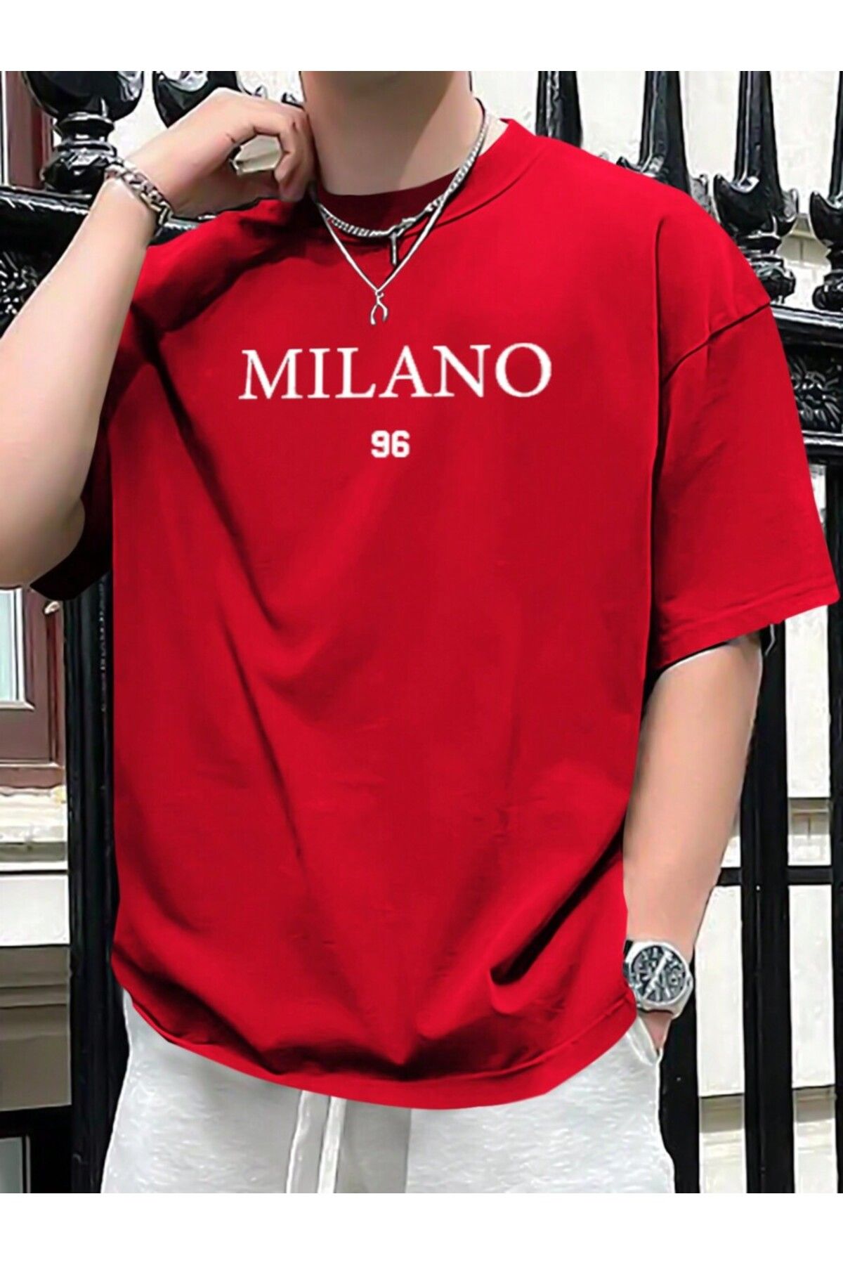 MOONBULL Erkek Milano 96 Baskılı Oversize T-shirt