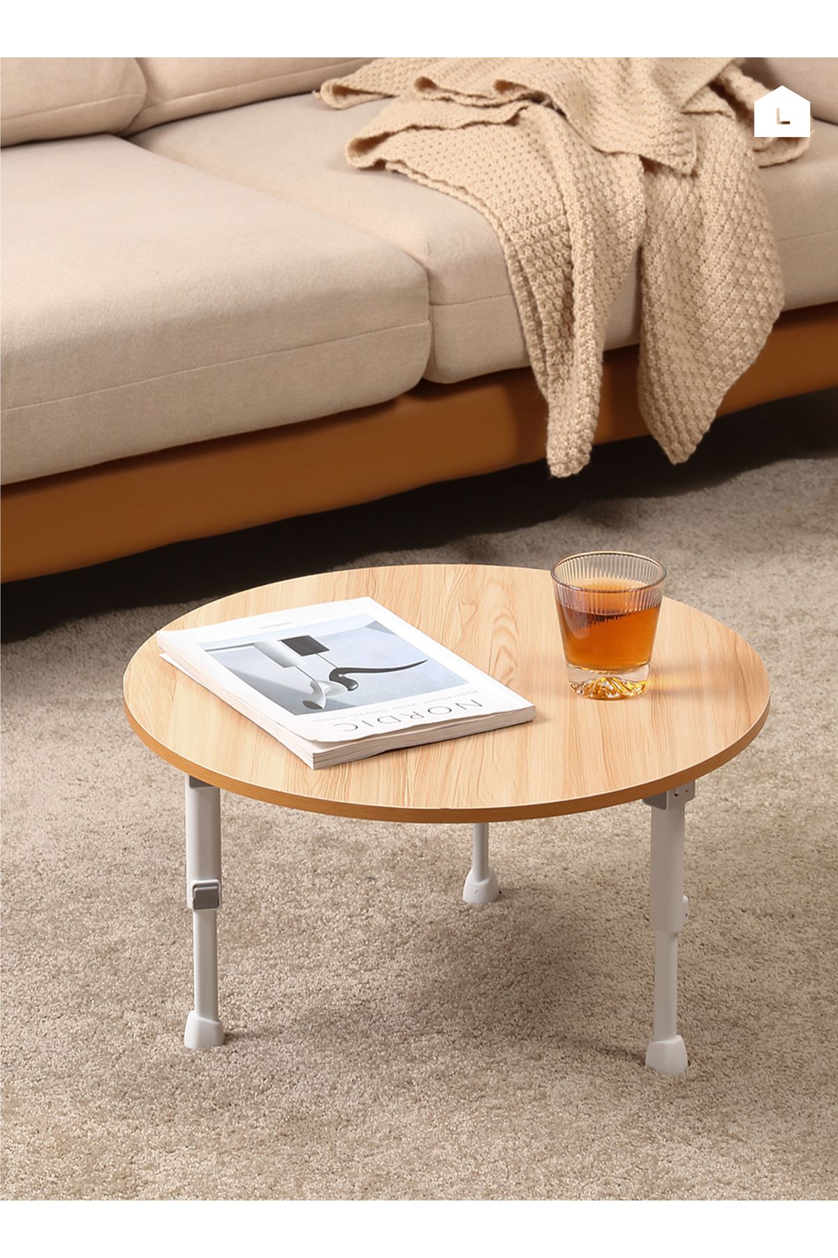 Lawazim-Round Foldable Table 50CM – Adjustable Height 27–36CM Small Portable Space-Saving Desk 6