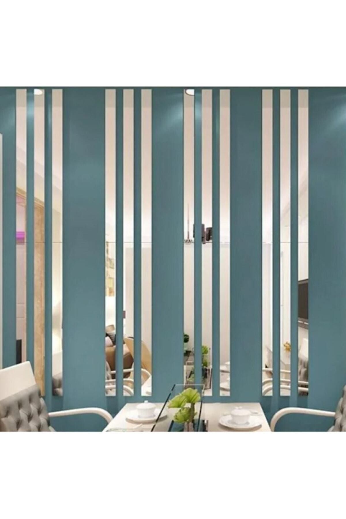 Elioure Gümüş Renkli Ayna ve Pleksi Duvar Süsü 2.5×100cm, Yapışkanlı Dekoratif Şerit