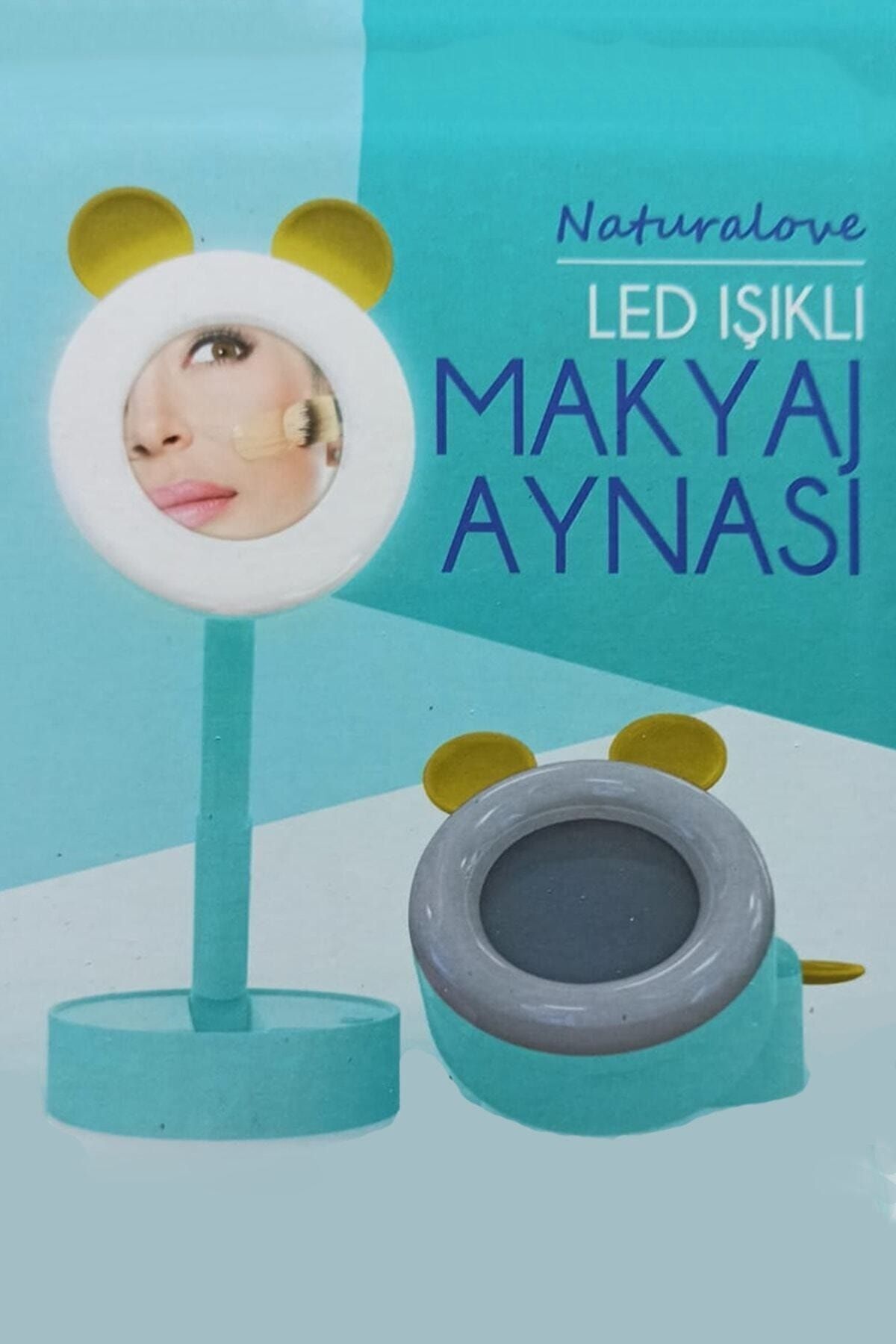 Elioure Pembe-Yeşil Katlanabilir LED Makyaj Aynası, Şık ve Pratik Kullanım