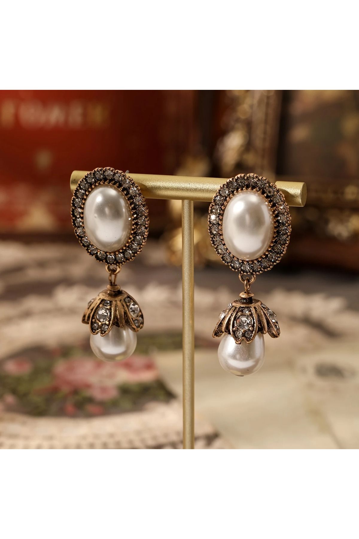 MİLALAZO Vintage tarzı, şık, mükemmel, Fransız elegan, romantik, oval şeklinde kulplu küpeler