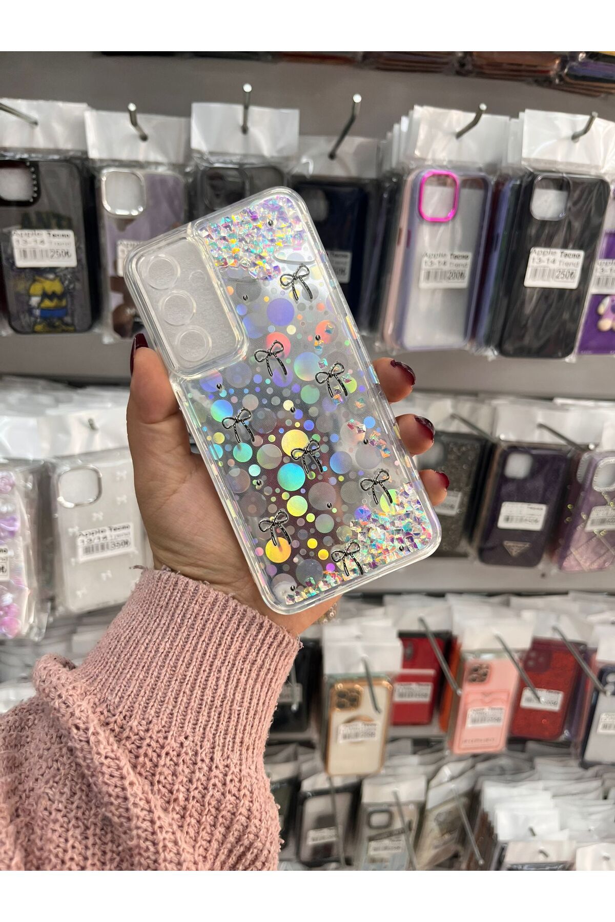 TECNOTREND Galaxy A54 sıvı parıltılı Hologramlı şeffaf silikon kılıf