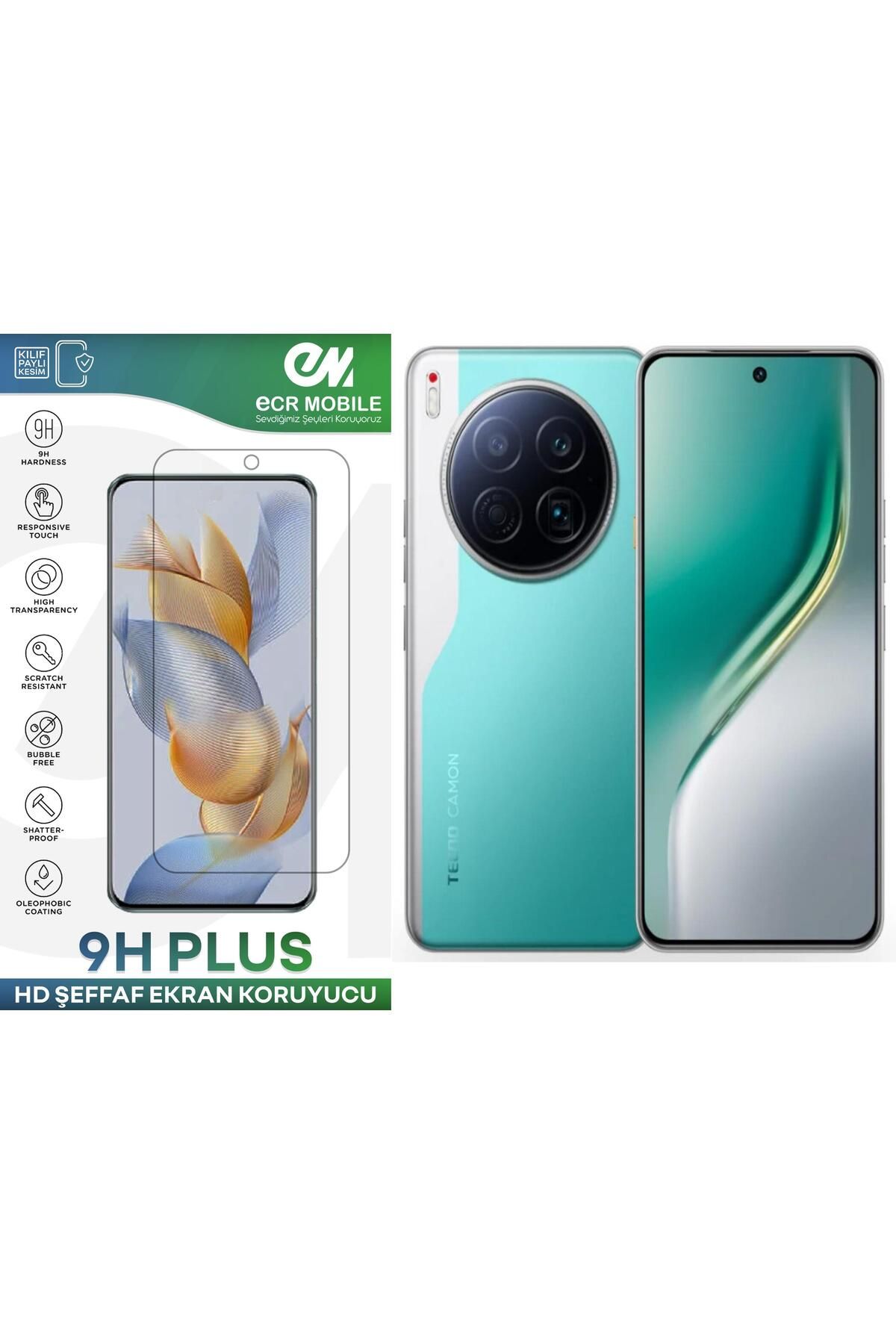 Ecr Mobile Tecno Camon 40 Premier 5G ile Uyumlu Şeffaf Esnek Nano Cam Ekran Koruyucu