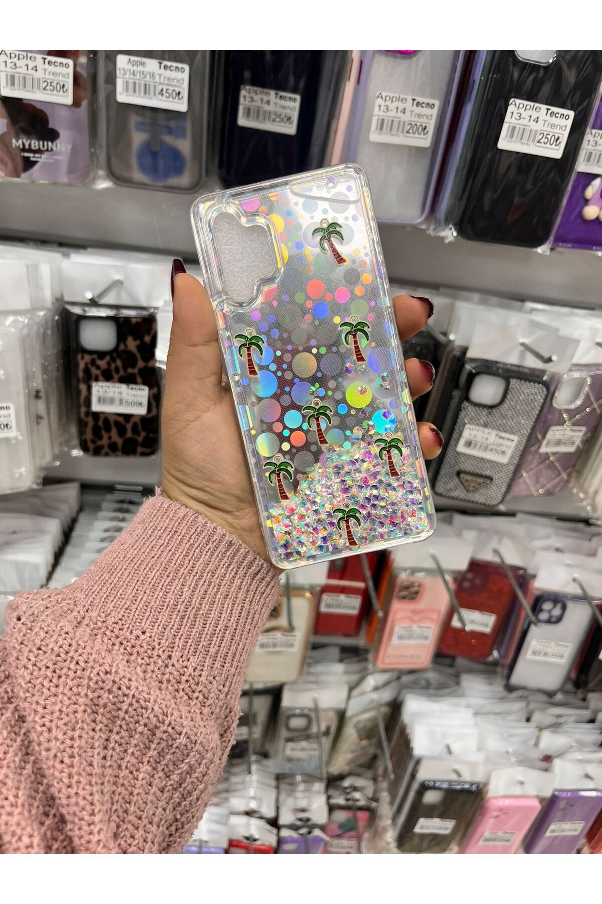TECNOTREND Galaxy A32 4G sıvı parıltılı Hologramlı şeffaf silikon kılıf