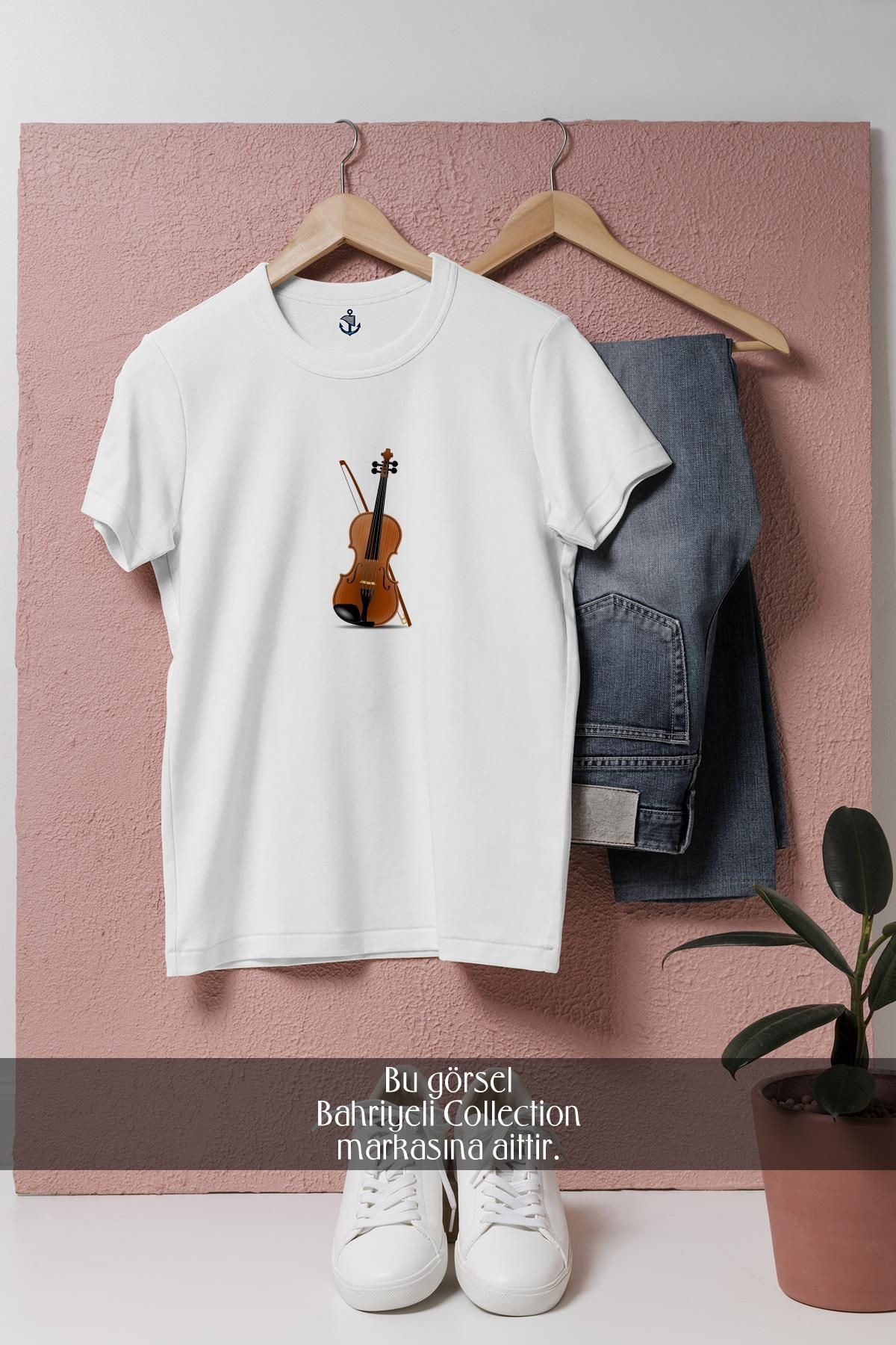 Bahriyeli Collection Oversize Keman Müzik Aleti Tasarımlı Unisex T-Shirt