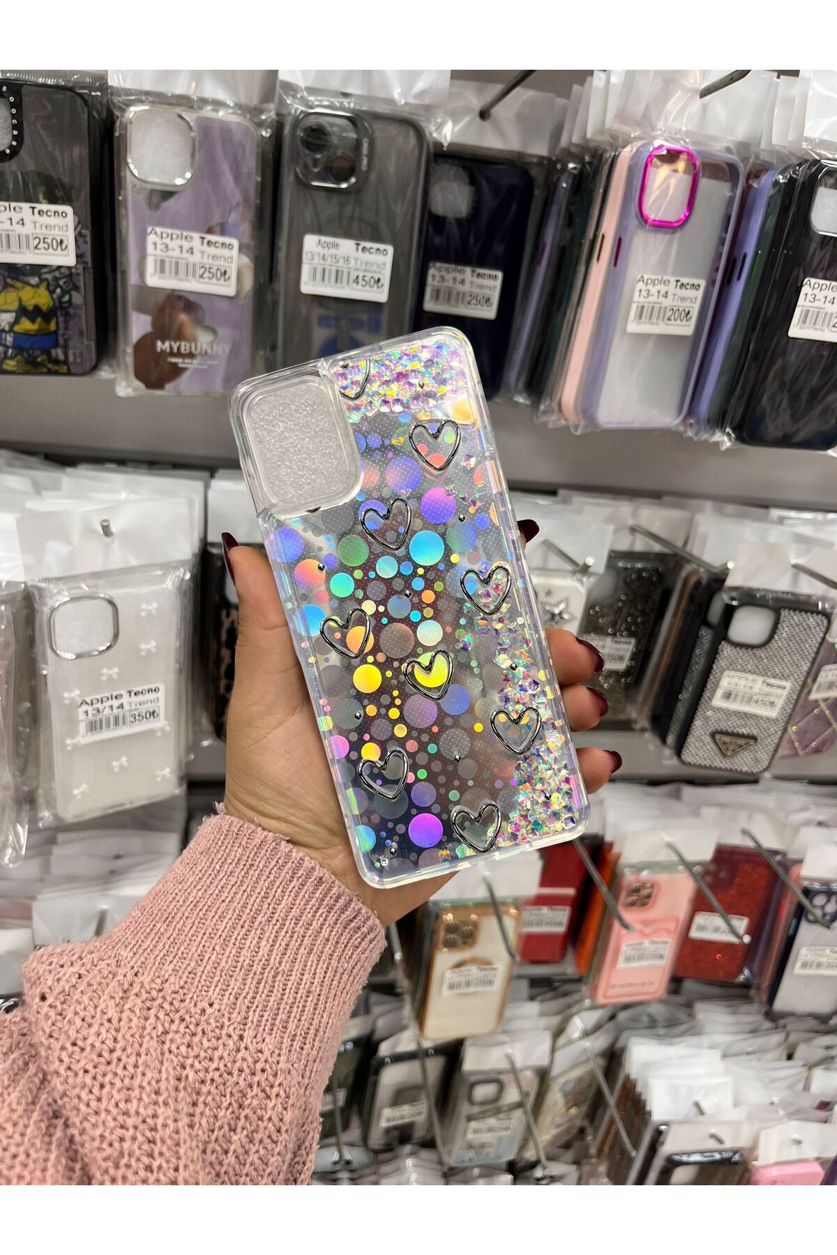 TECNOTREND Galaxy A06 sıvı parıltılı Hologramlı şeffaf silikon kılıf